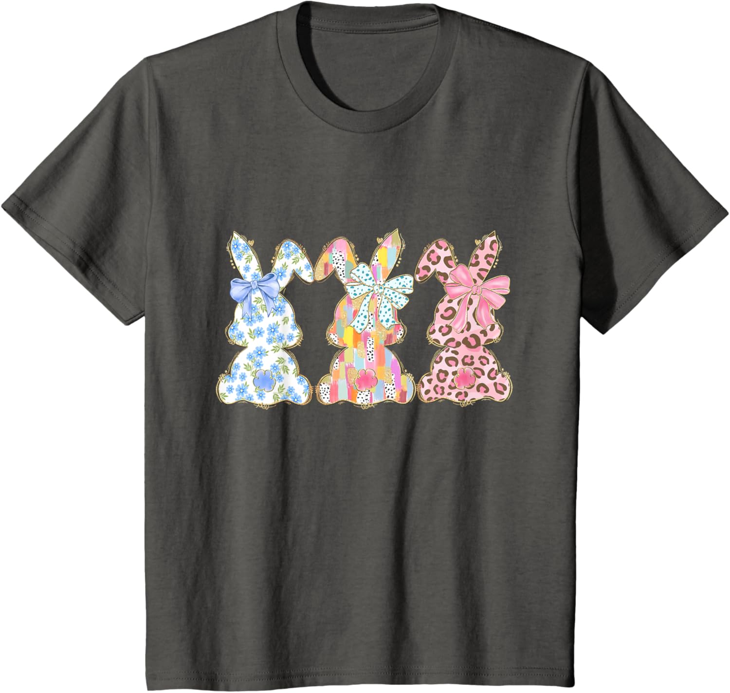 Easter Coquette Bow Bunny Rabbit Trio Cute Happy Easter Day T-Shirt