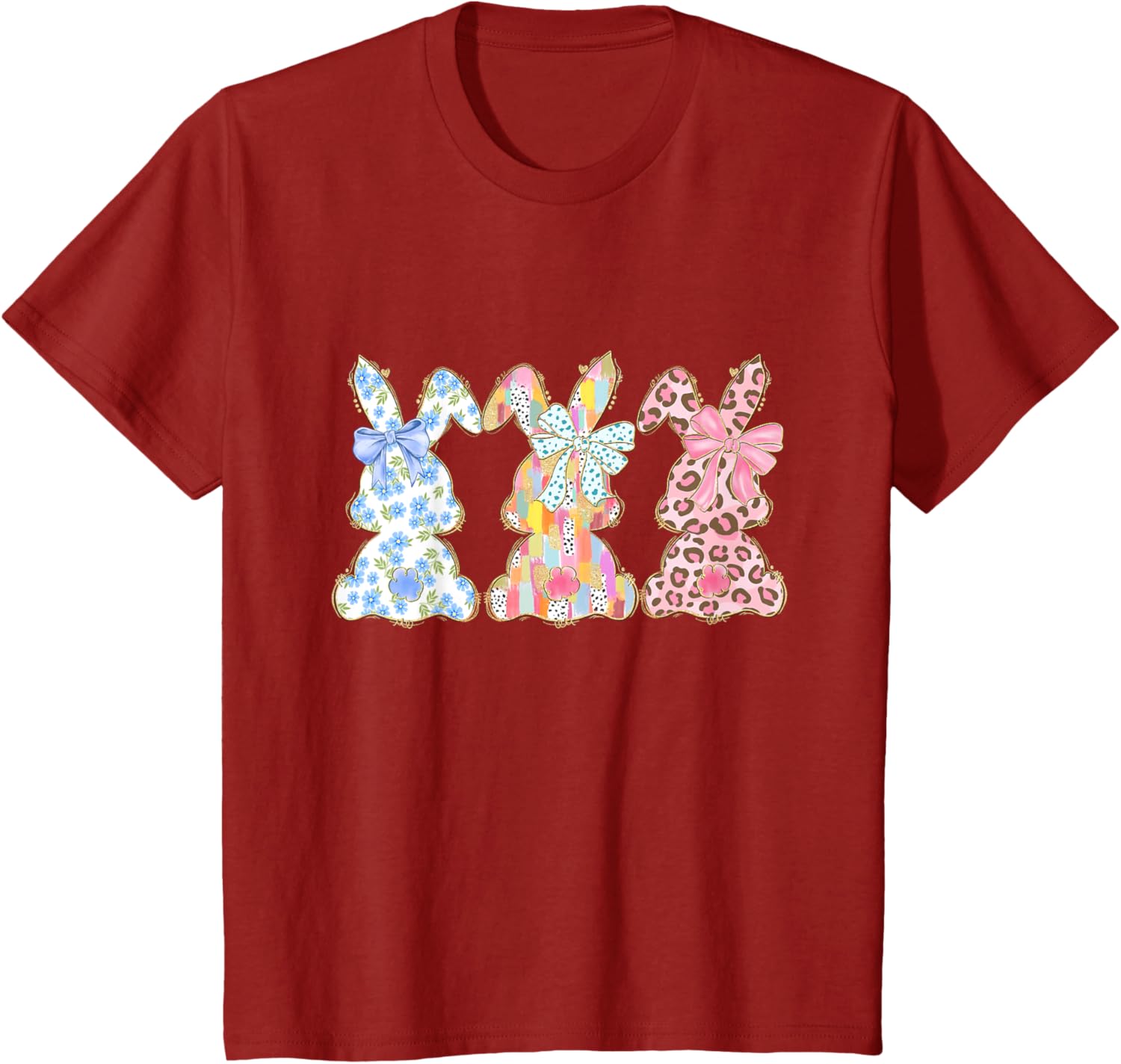 Easter Coquette Bow Bunny Rabbit Trio Cute Happy Easter Day T-Shirt