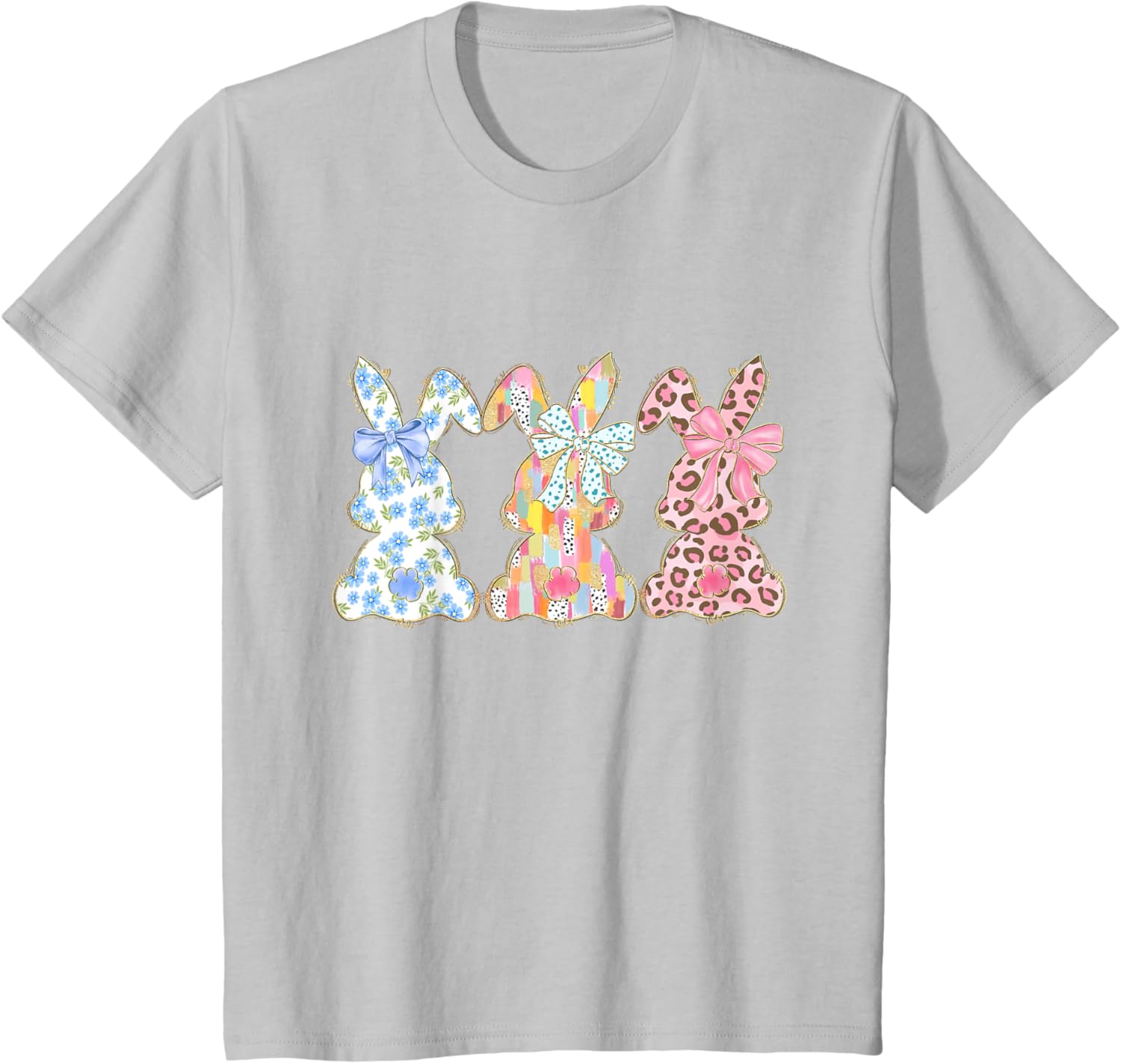 Easter Coquette Bow Bunny Rabbit Trio Cute Happy Easter Day T-Shirt