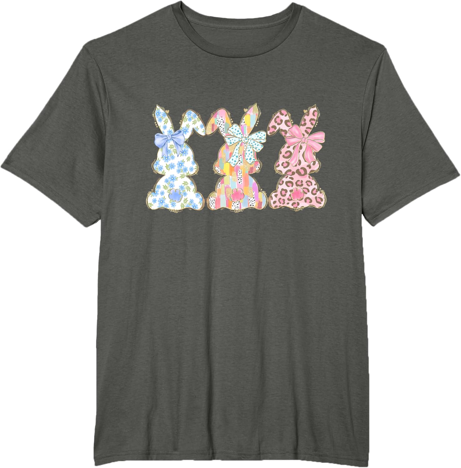 Easter Coquette Bow Bunny Rabbit Trio Cute Happy Easter Day T-Shirt