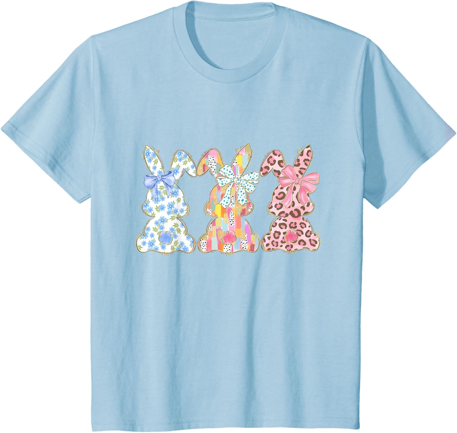 Easter Coquette Bow Bunny Rabbit Trio Cute Happy Easter Day T-Shirt