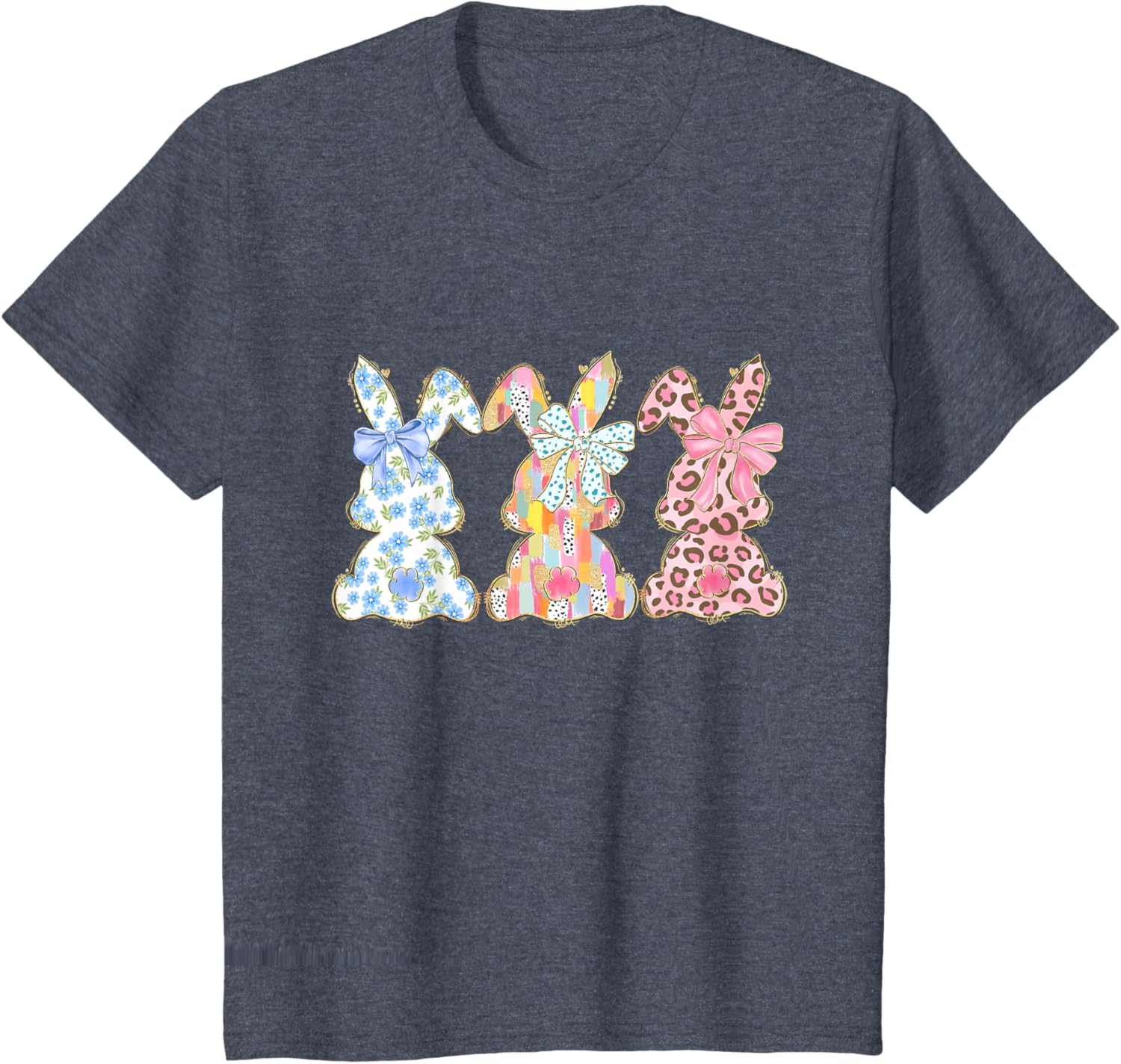 Easter Coquette Bow Bunny Rabbit Trio Cute Happy Easter Day T-Shirt