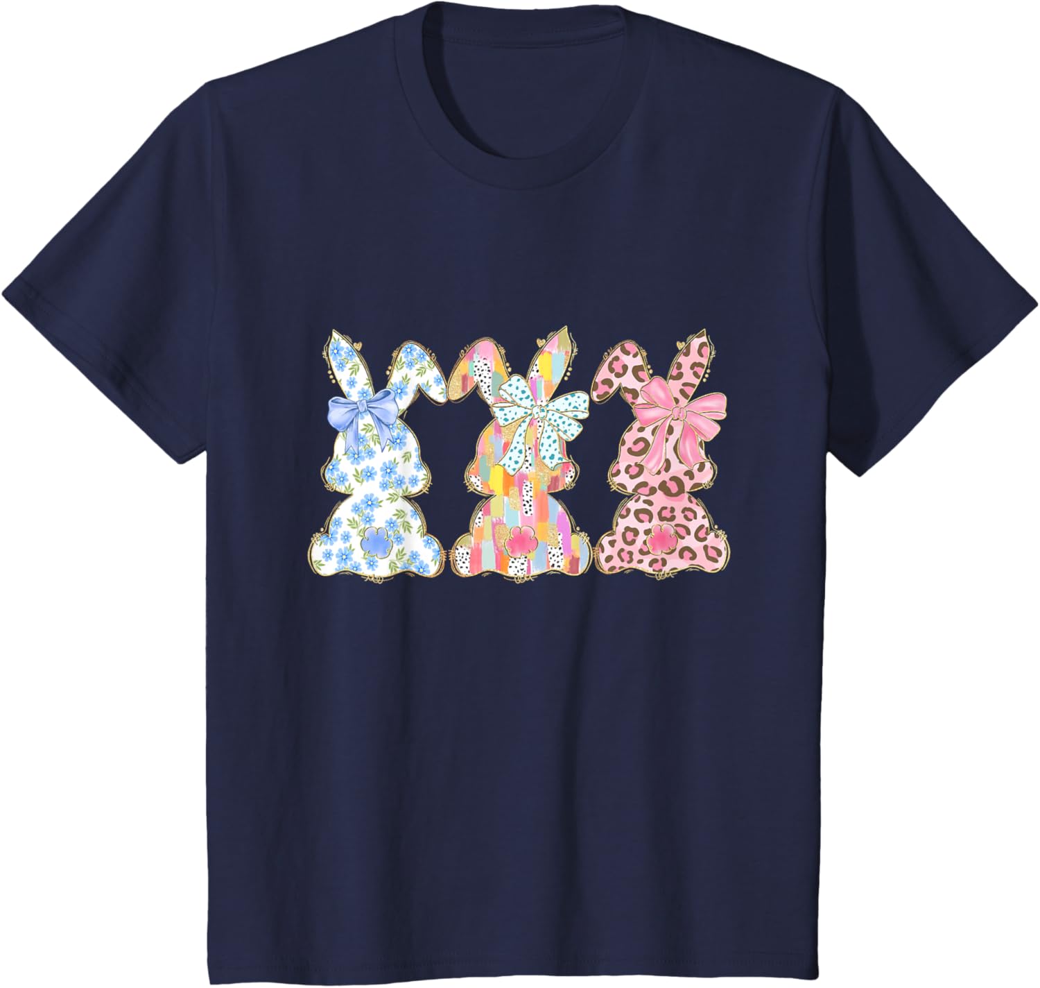 Easter Coquette Bow Bunny Rabbit Trio Cute Happy Easter Day T-Shirt