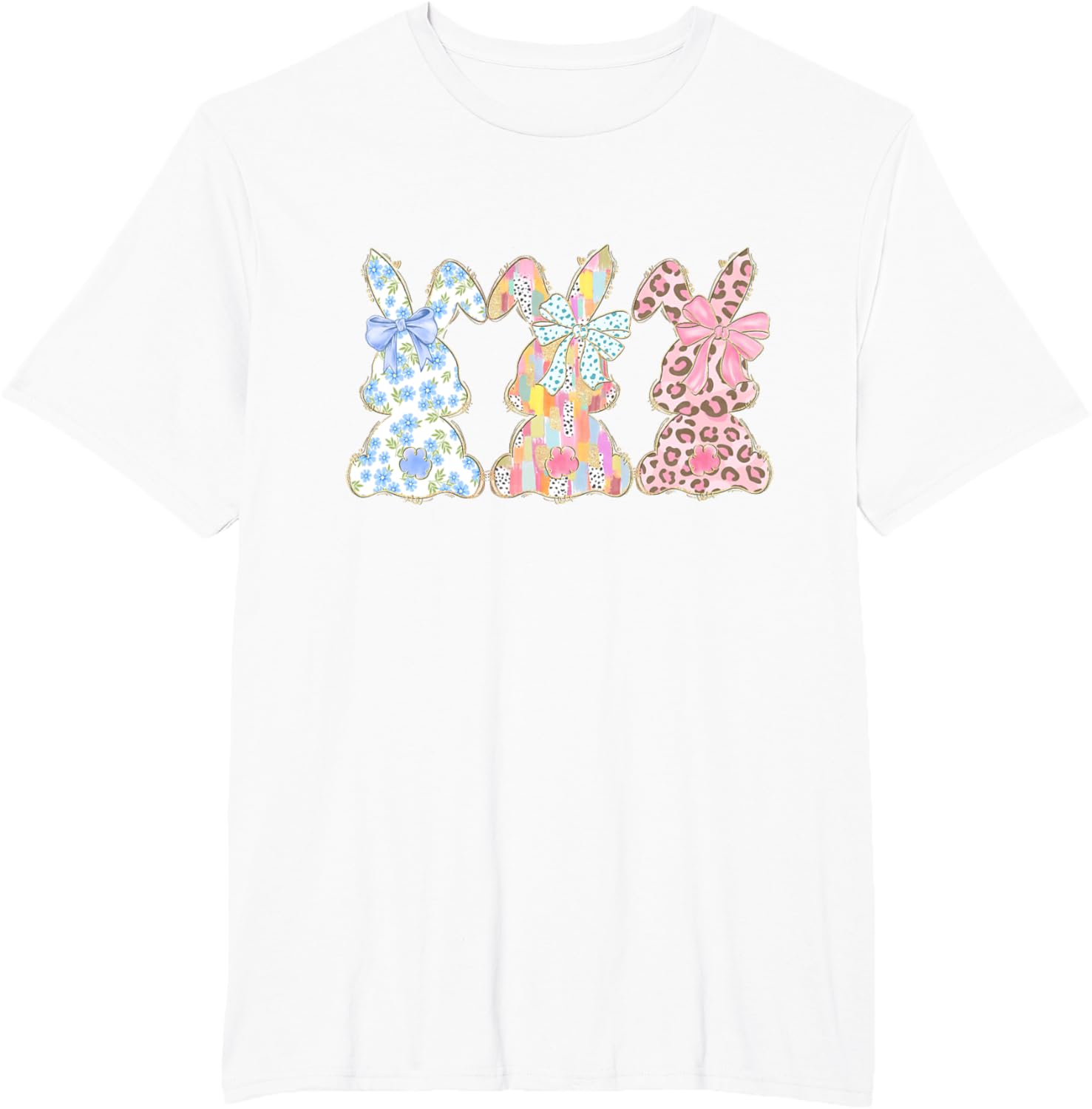 Easter Coquette Bow Bunny Rabbit Trio Cute Happy Easter Day T-Shirt