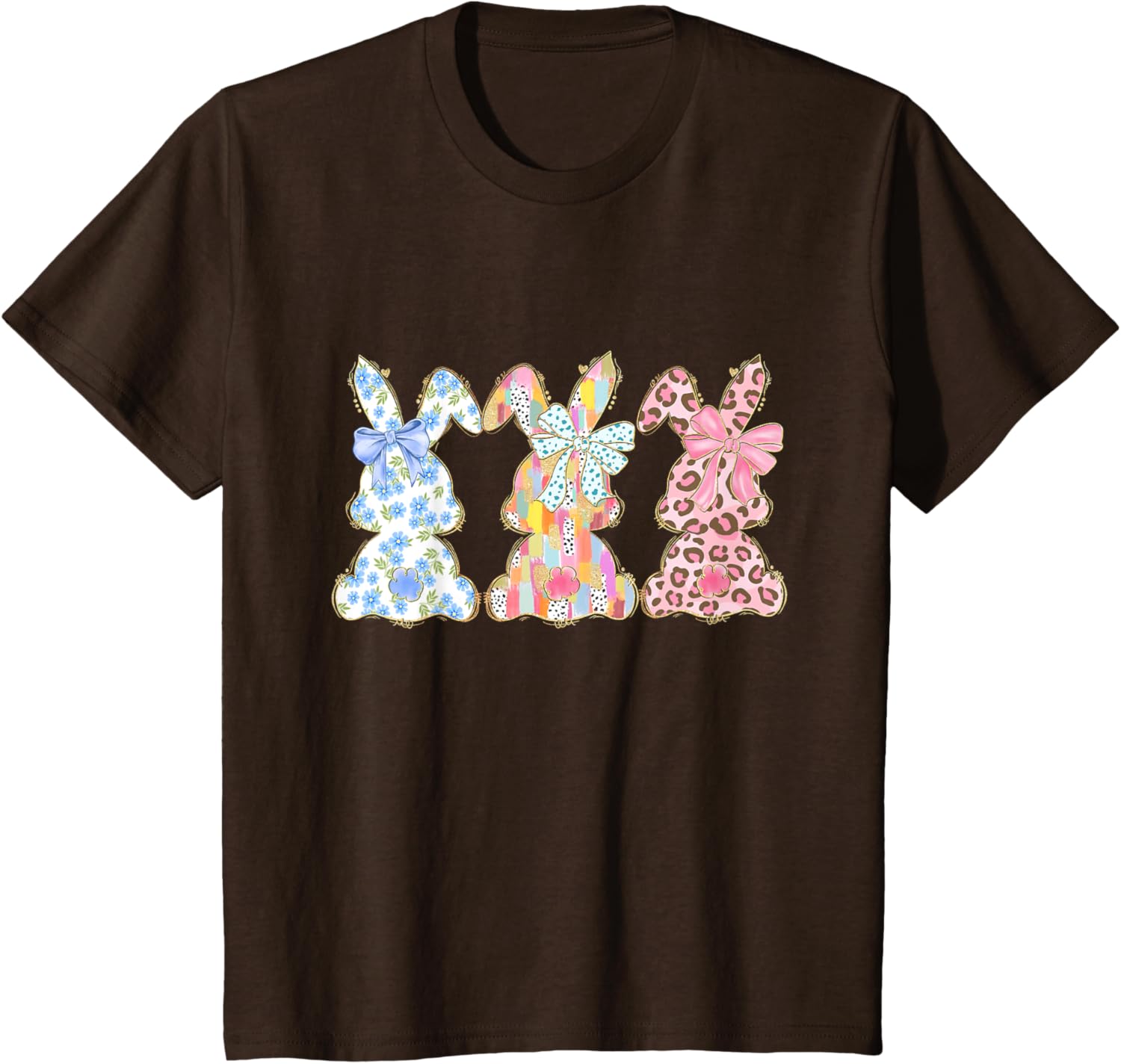 Easter Coquette Bow Bunny Rabbit Trio Cute Happy Easter Day T-Shirt