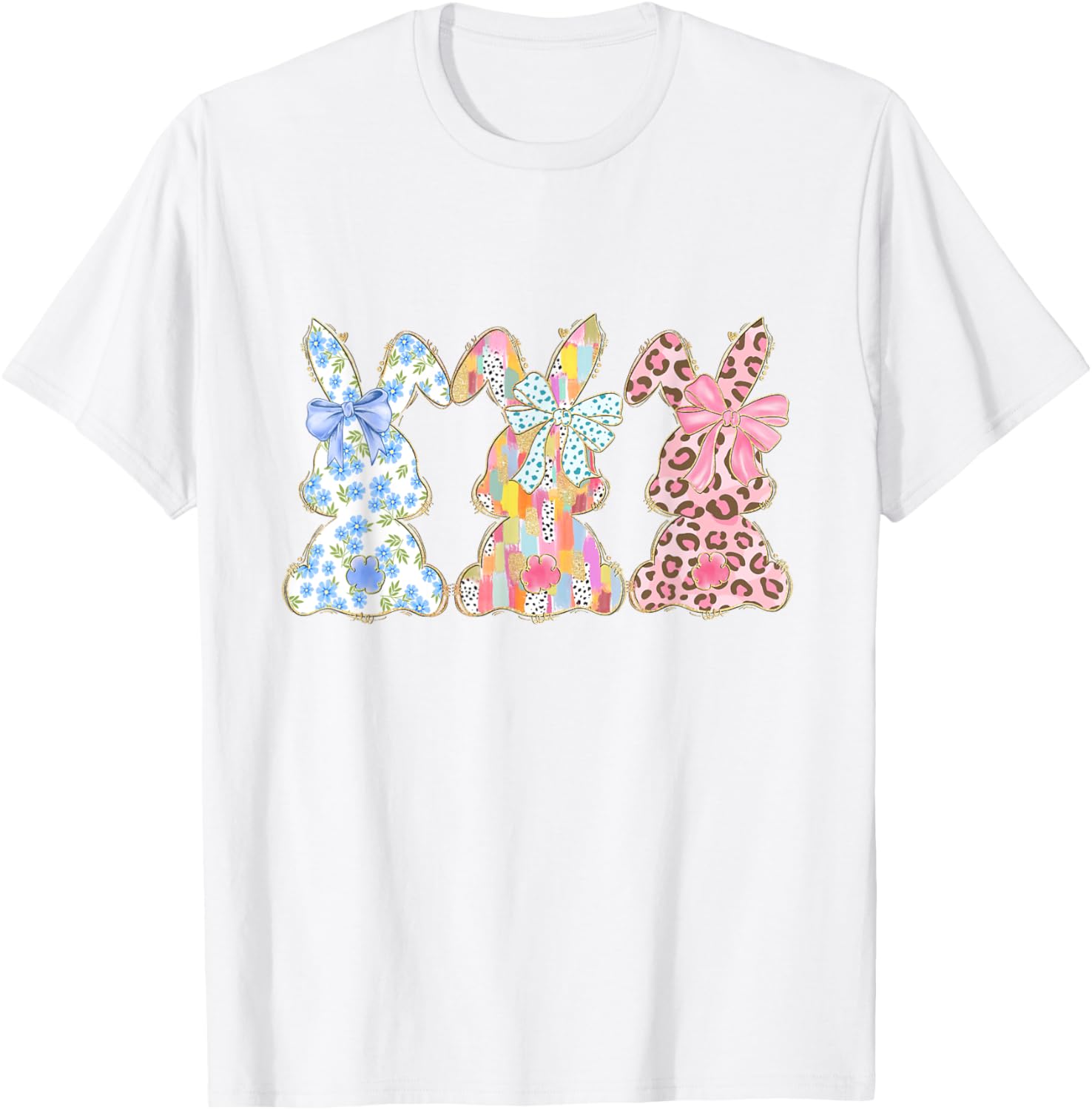 Easter Coquette Bow Bunny Rabbit Trio Cute Happy Easter Day T-Shirt