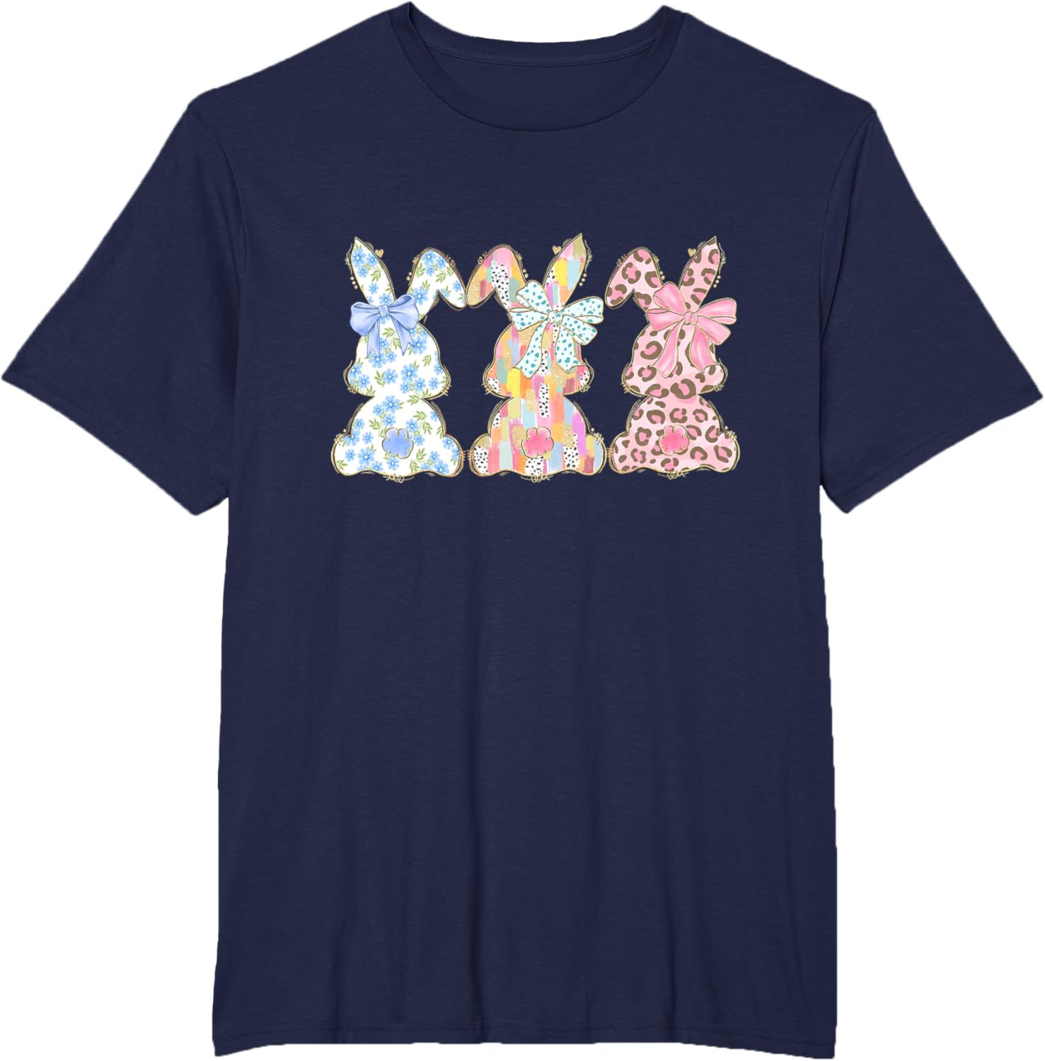 Easter Coquette Bow Bunny Rabbit Trio Cute Happy Easter Day T-Shirt