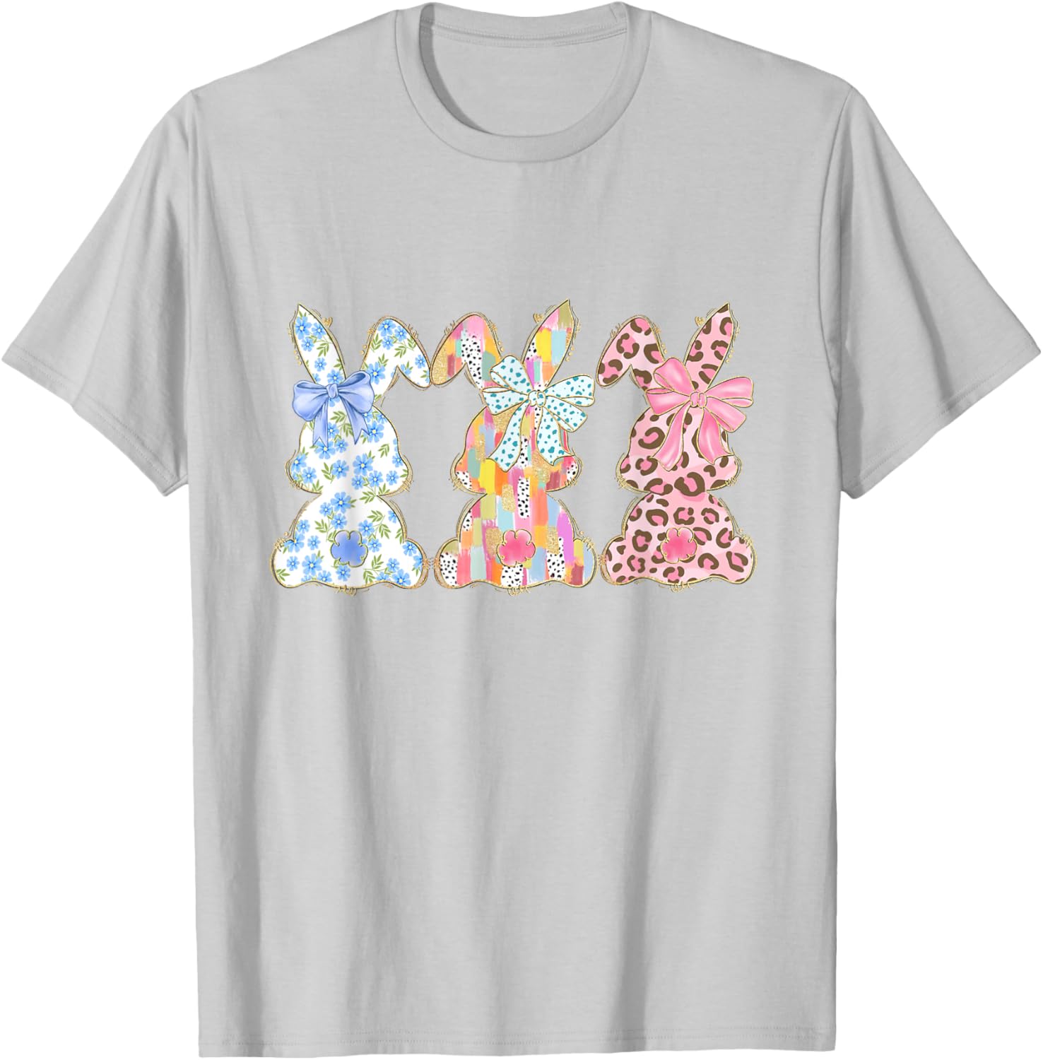 Easter Coquette Bow Bunny Rabbit Trio Cute Happy Easter Day T-Shirt