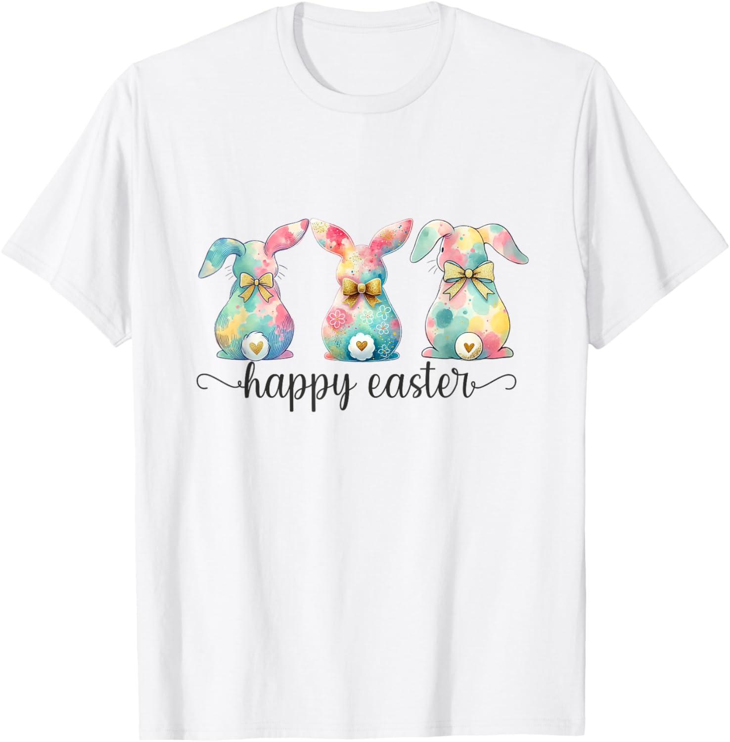 Easter Coquette Bow Bunny Rabbit Trio Cute Happy Easter Day T-Shirt