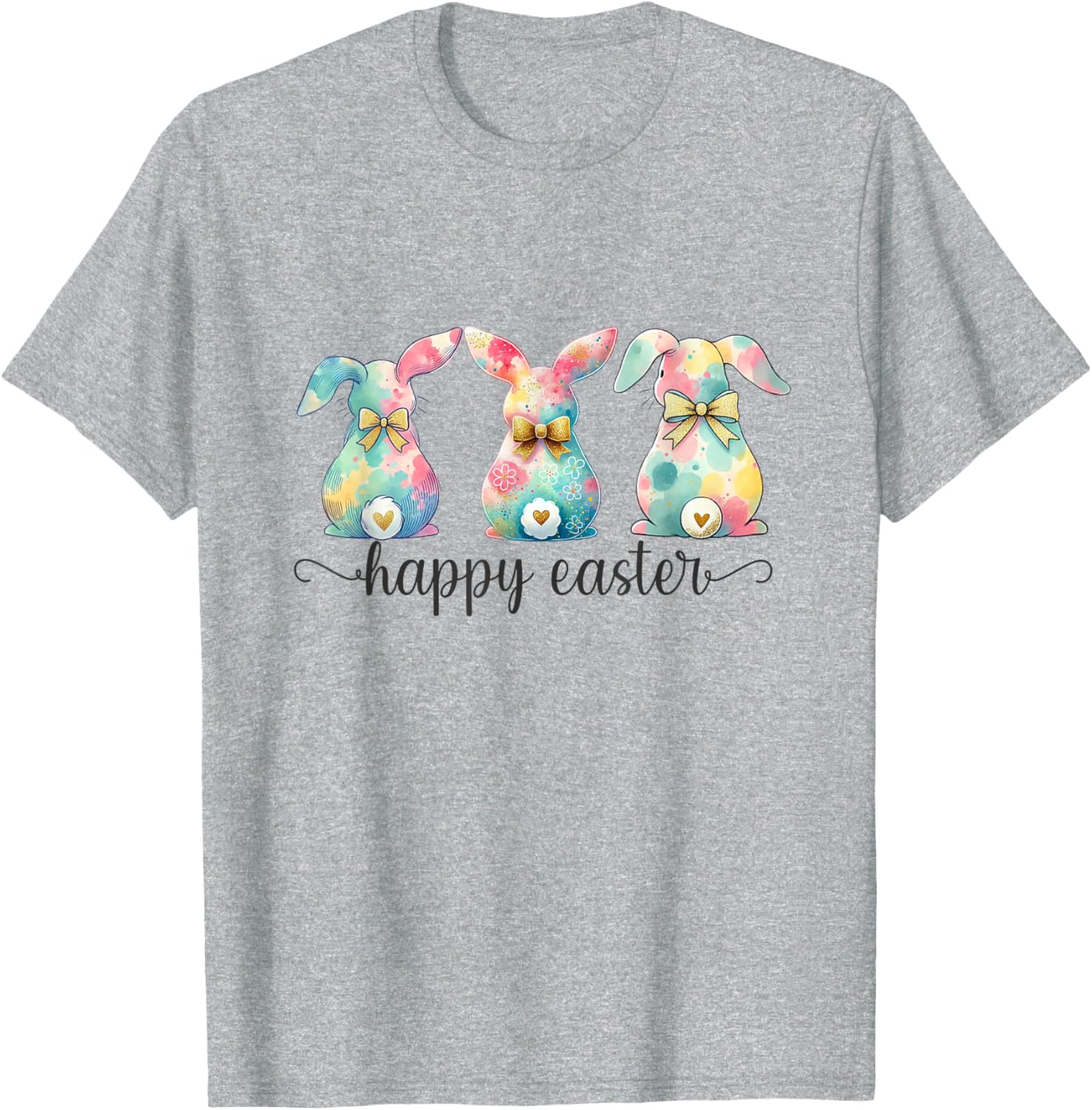 Easter Coquette Bow Bunny Rabbit Trio Cute Happy Easter Day T-Shirt