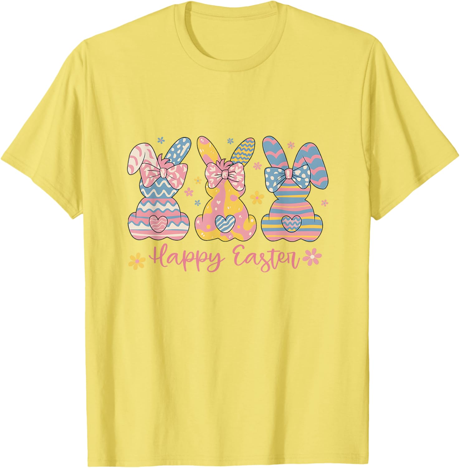 Easter Coquette Bow Bunny Rabbit Trio Cute Happy Easter Day T-Shirt