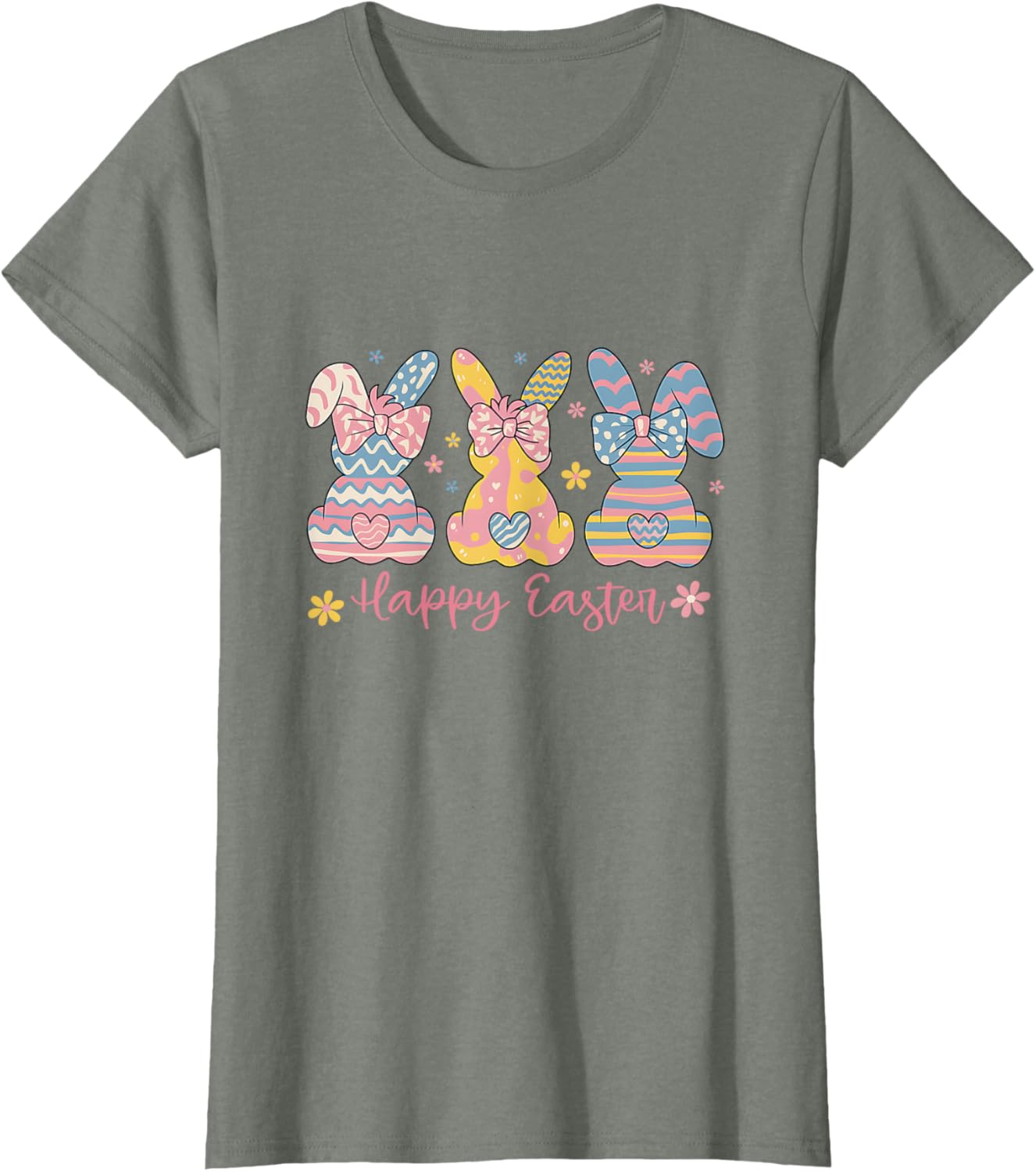 Easter Coquette Bow Bunny Rabbit Trio Cute Happy Easter Day T-Shirt