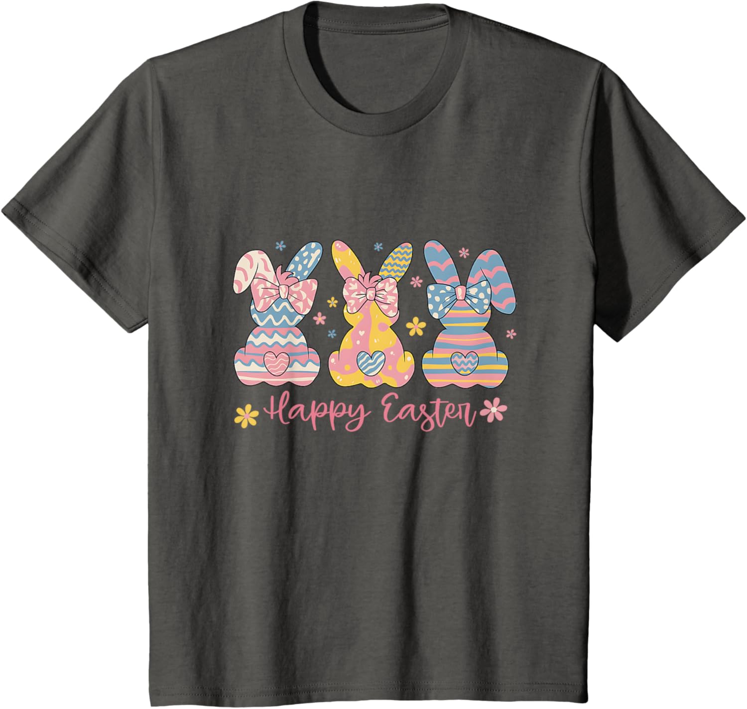 Easter Coquette Bow Bunny Rabbit Trio Cute Happy Easter Day T-Shirt