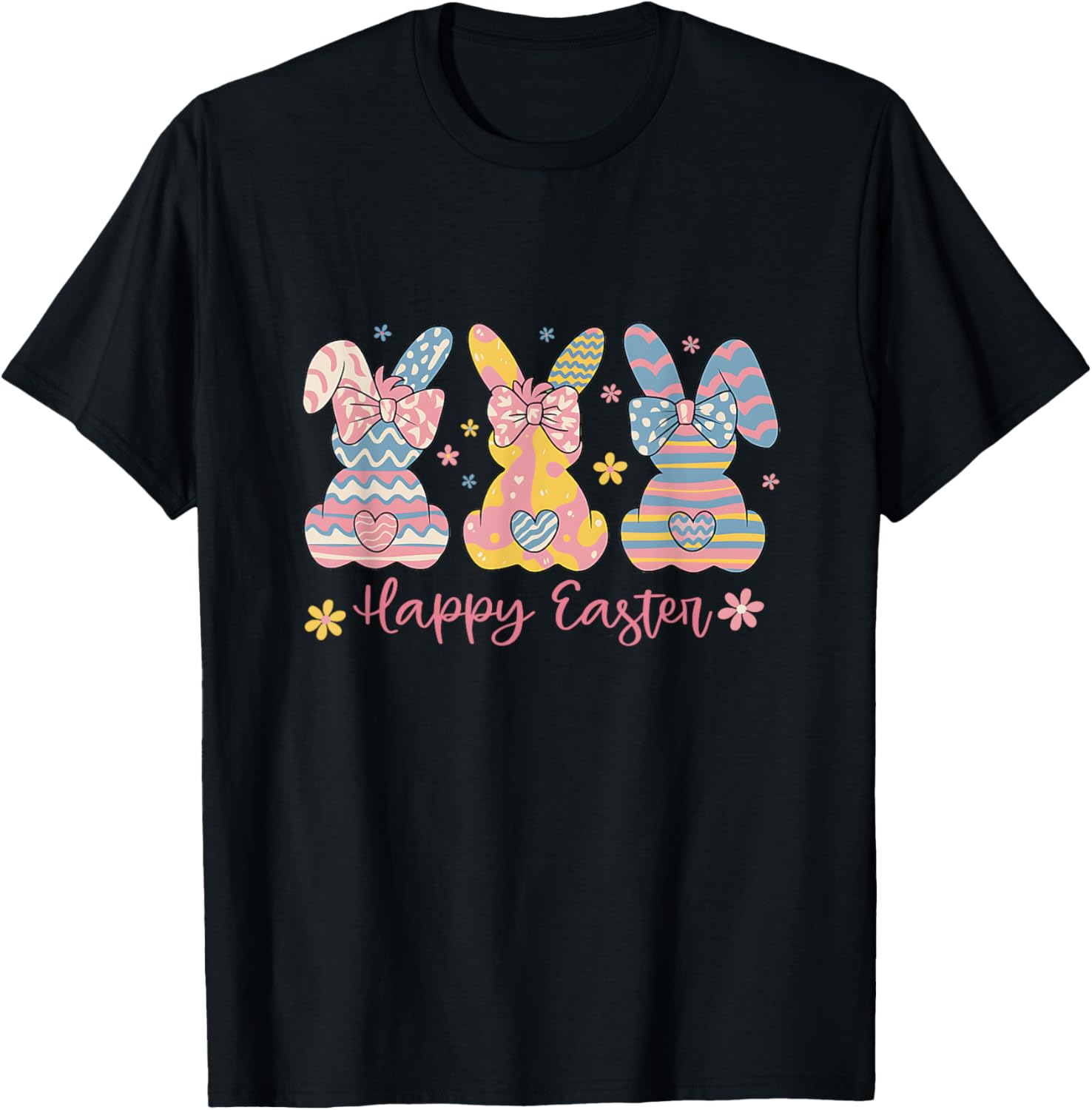 Easter Coquette Bow Bunny Rabbit Trio Cute Happy Easter Day T-Shirt