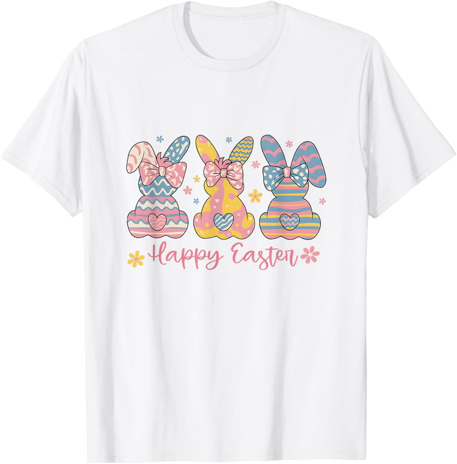 Easter Coquette Bow Bunny Rabbit Trio Cute Happy Easter Day T-Shirt