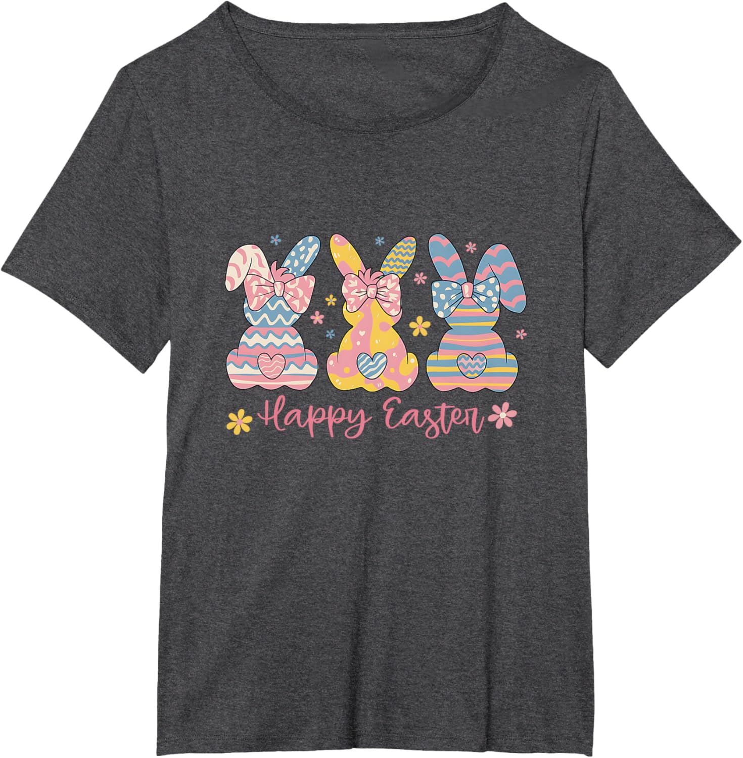 Easter Coquette Bow Bunny Rabbit Trio Cute Happy Easter Day T-Shirt