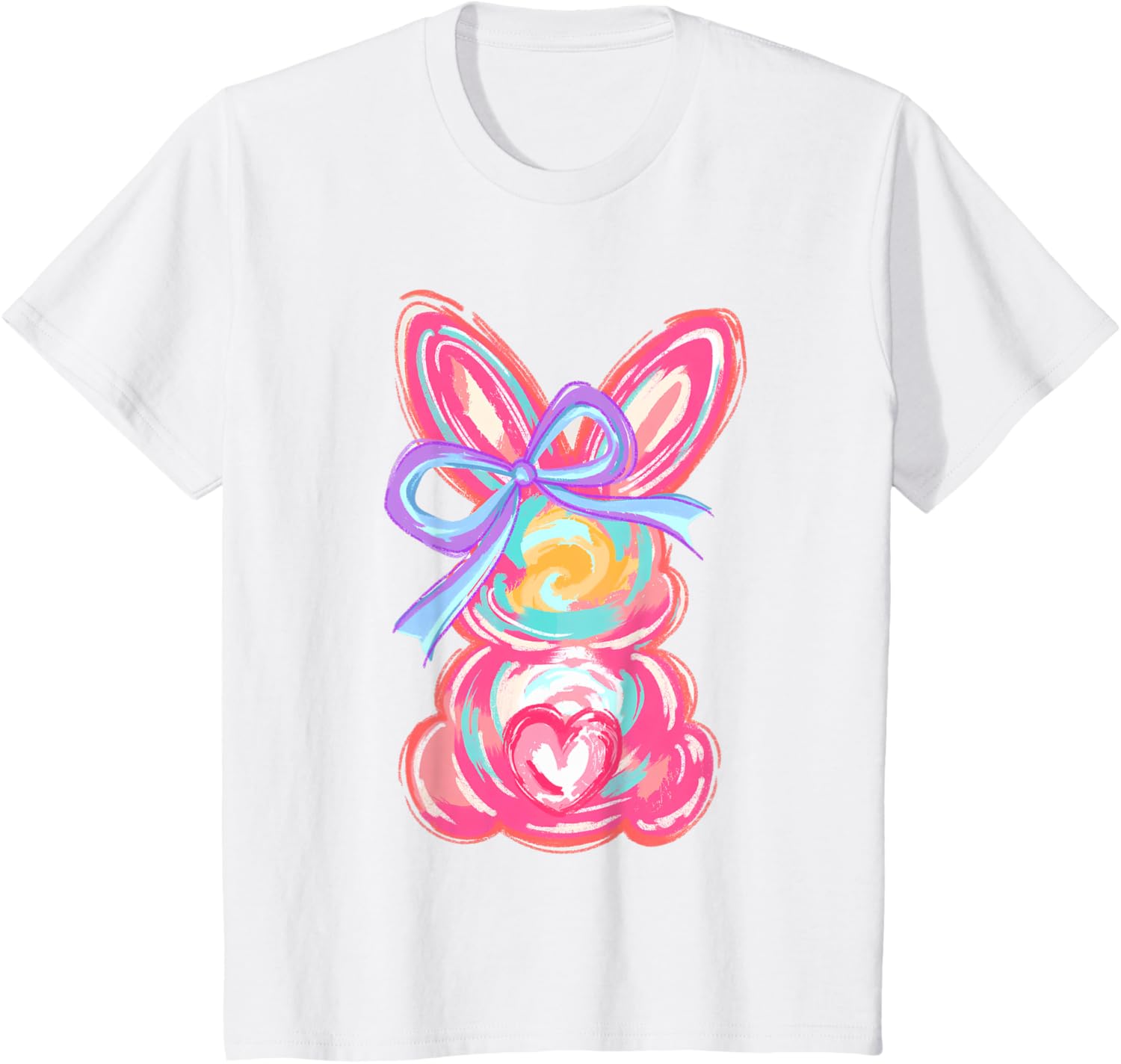 Easter Cute Bunny Coquette Bow Tie Dye Rabbit Women Girl Kid T-Shirt