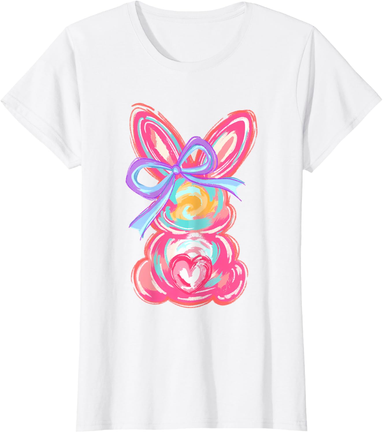 Easter Cute Bunny Coquette Bow Tie Dye Rabbit Women Girl Kid T-Shirt