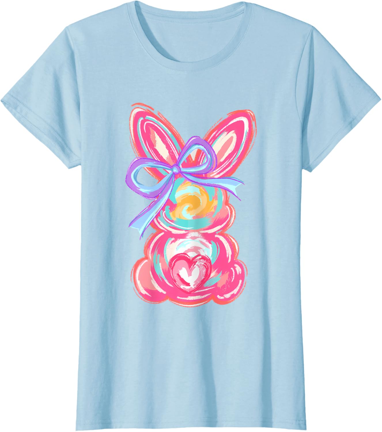 Easter Cute Bunny Coquette Bow Tie Dye Rabbit Women Girl Kid T-Shirt