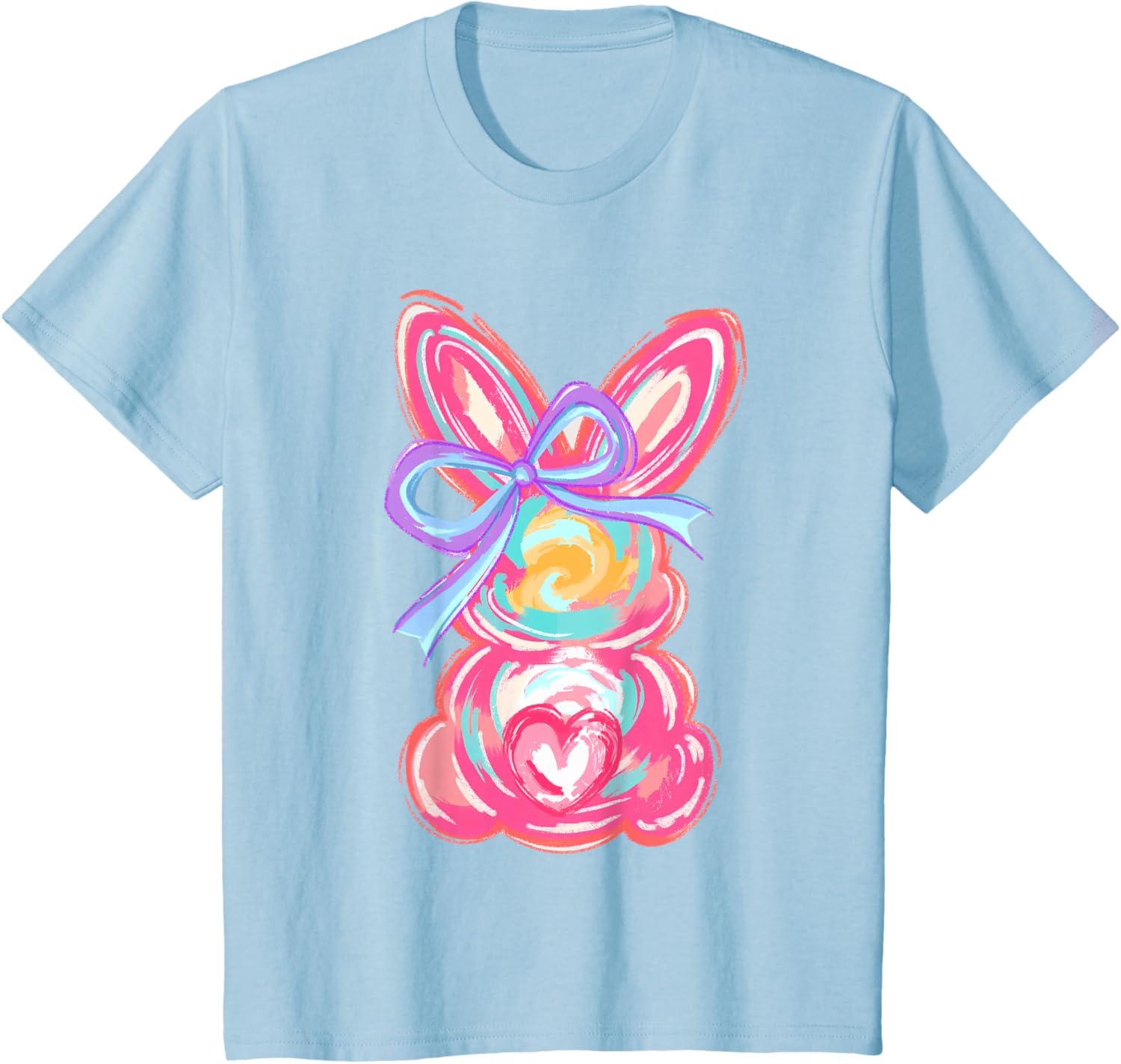 Easter Cute Bunny Coquette Bow Tie Dye Rabbit Women Girl Kid T-Shirt