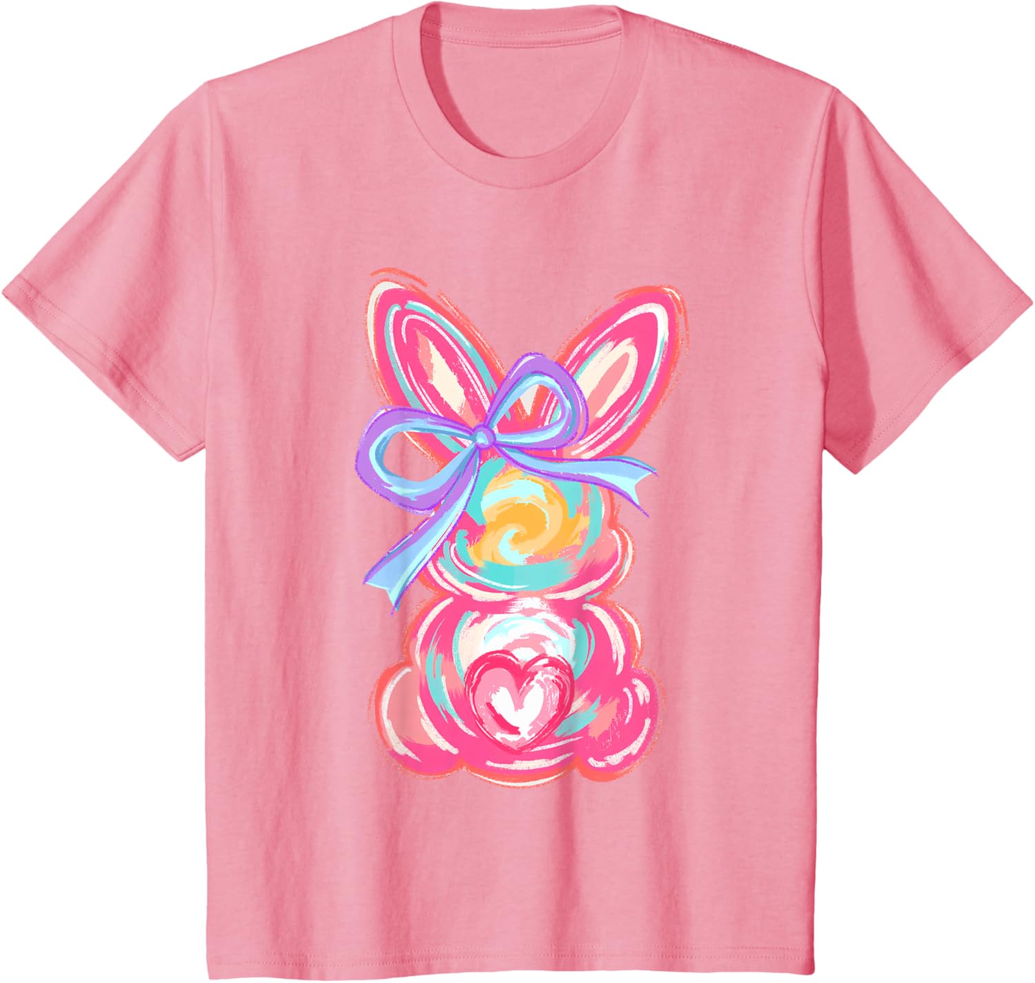 Easter Cute Bunny Coquette Bow Tie Dye Rabbit Women Girl Kid T-Shirt