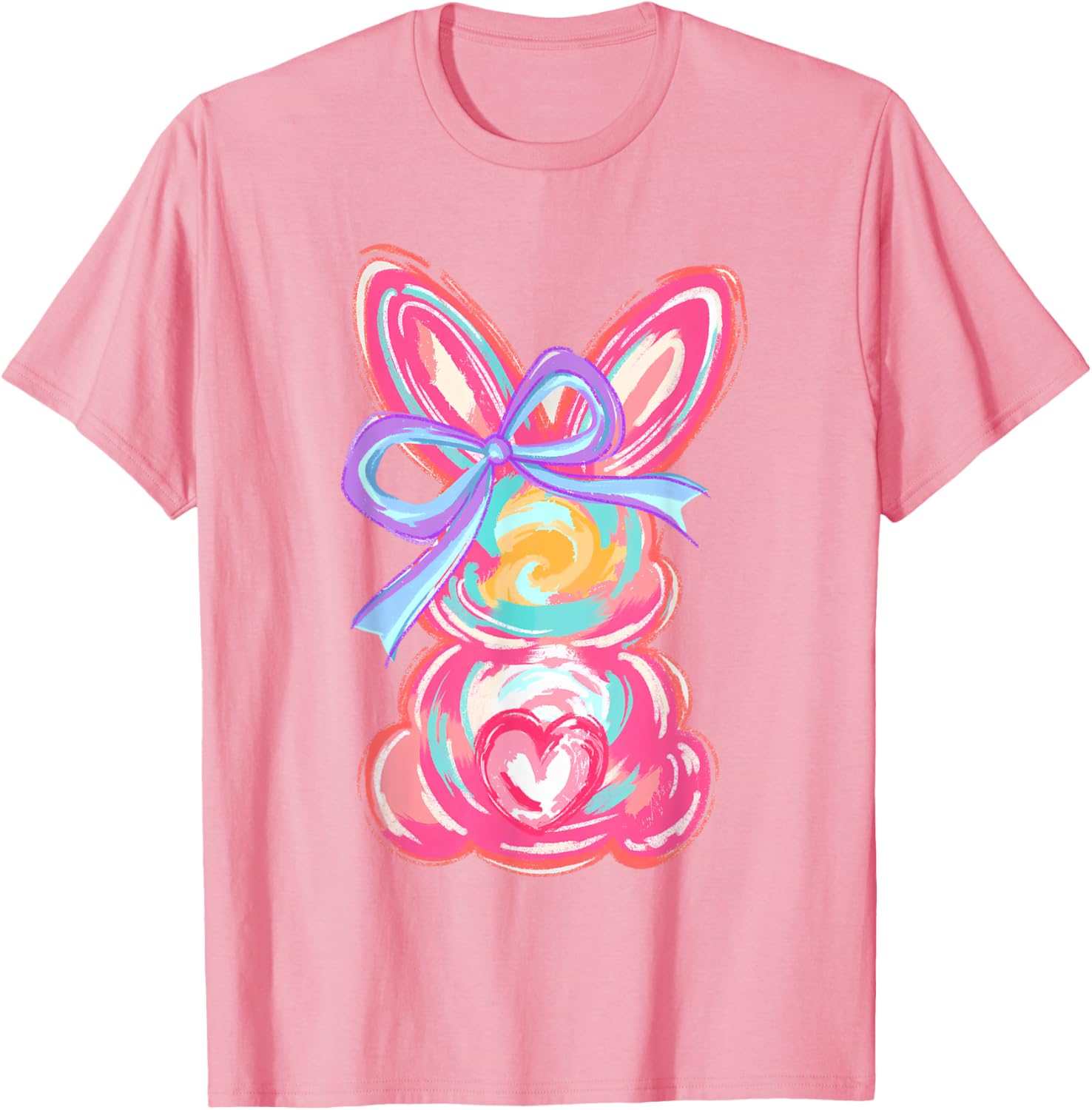 Easter Cute Bunny Coquette Bow Tie Dye Rabbit Women Girl Kid T-Shirt