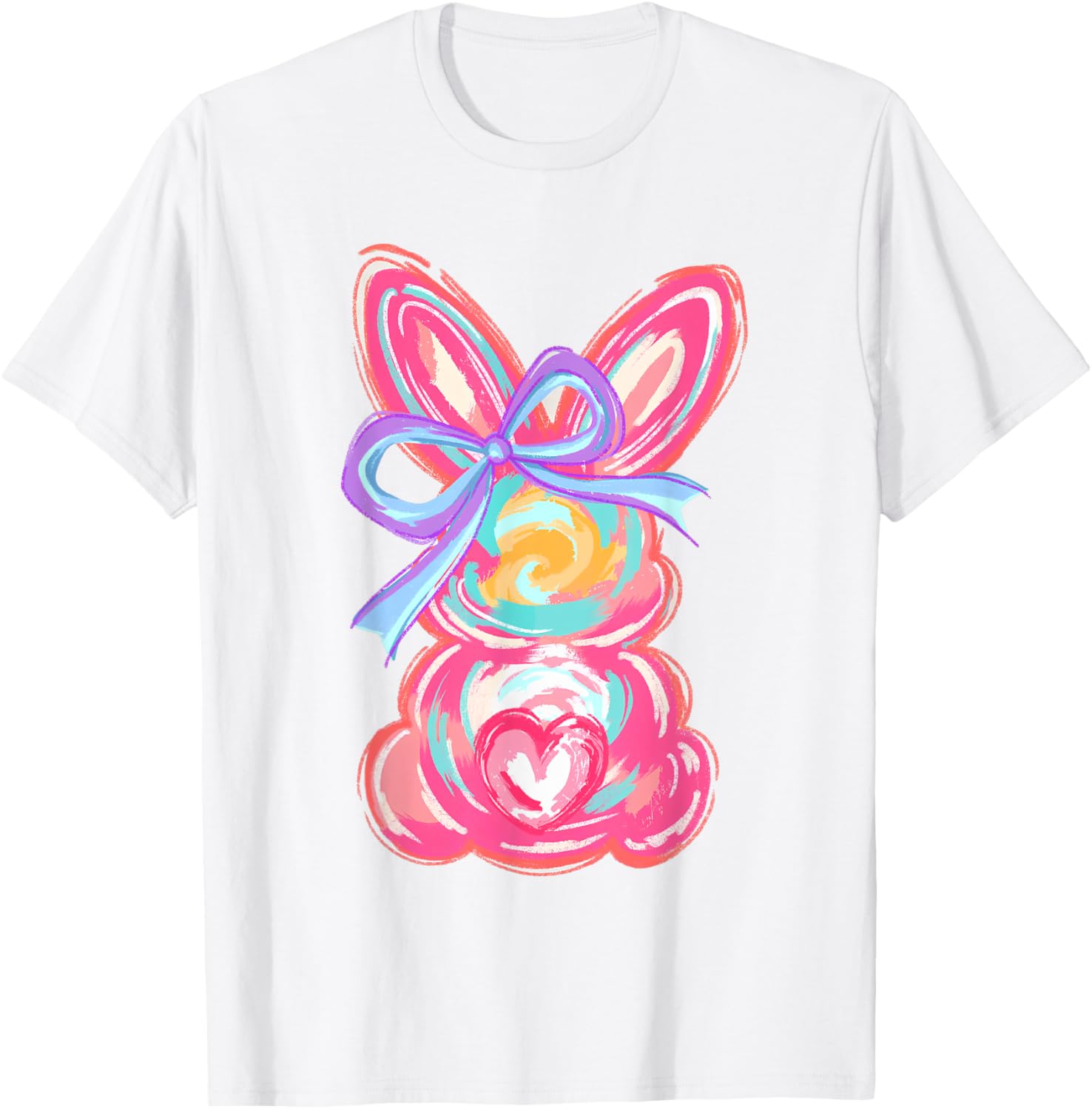 Easter Cute Bunny Coquette Bow Tie Dye Rabbit Women Girl Kid T-Shirt