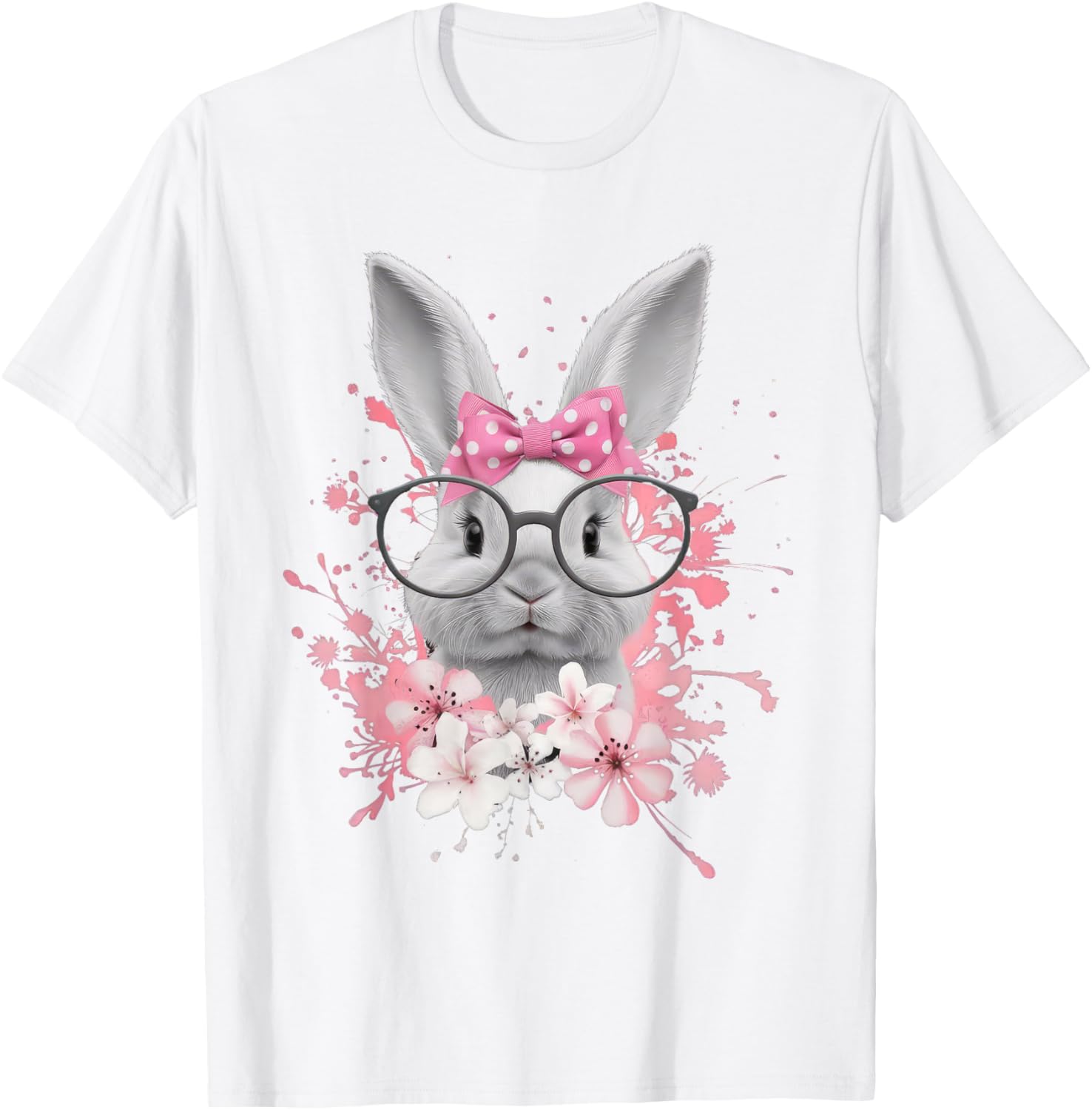 Easter Day Cute Bunny Rabbit Face Coquette Bow Women T-Shirt