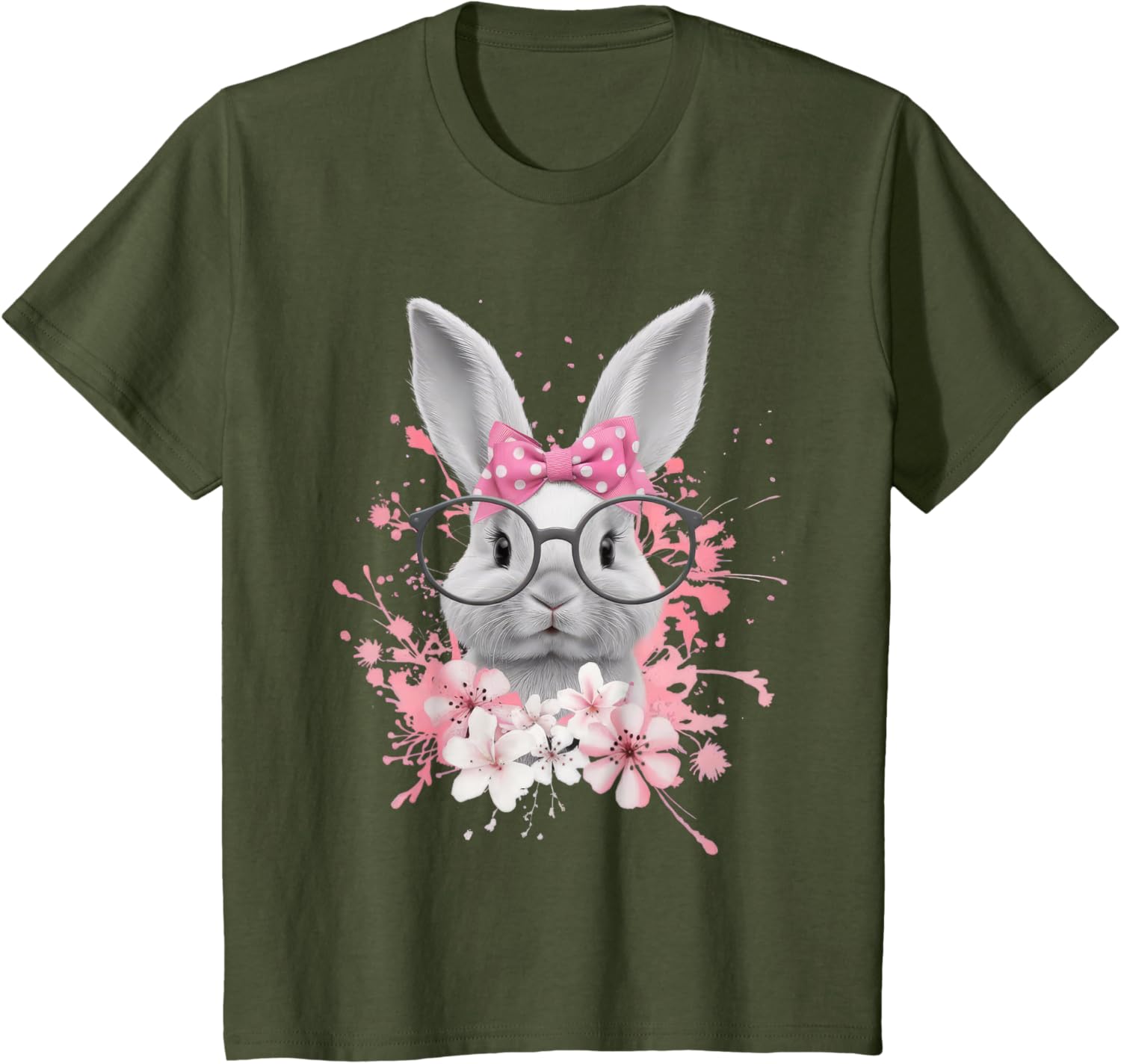 Easter Day Cute Bunny Rabbit Face Coquette Bow Women T-Shirt