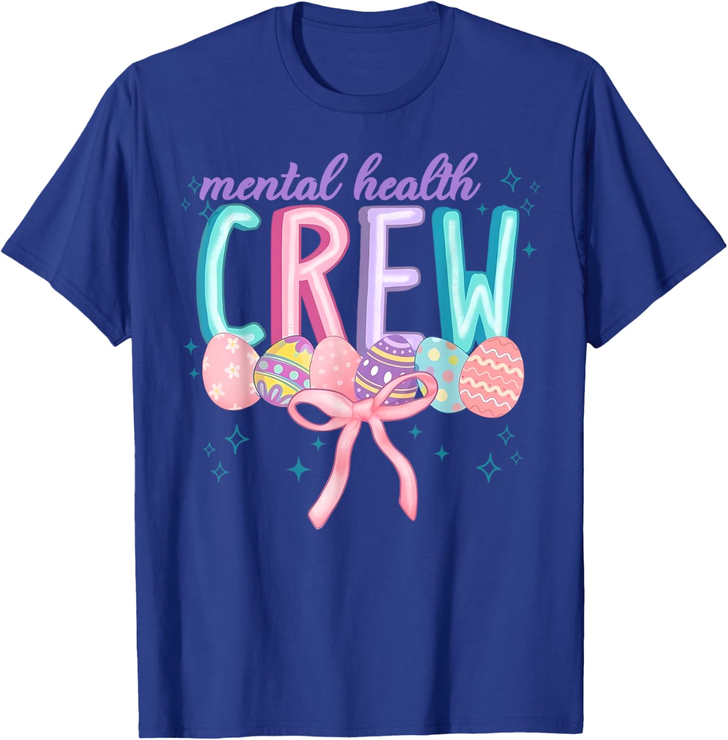 Easter Mental Health Crew Coquette Bow Easter Eggs Bunny T-Shirt