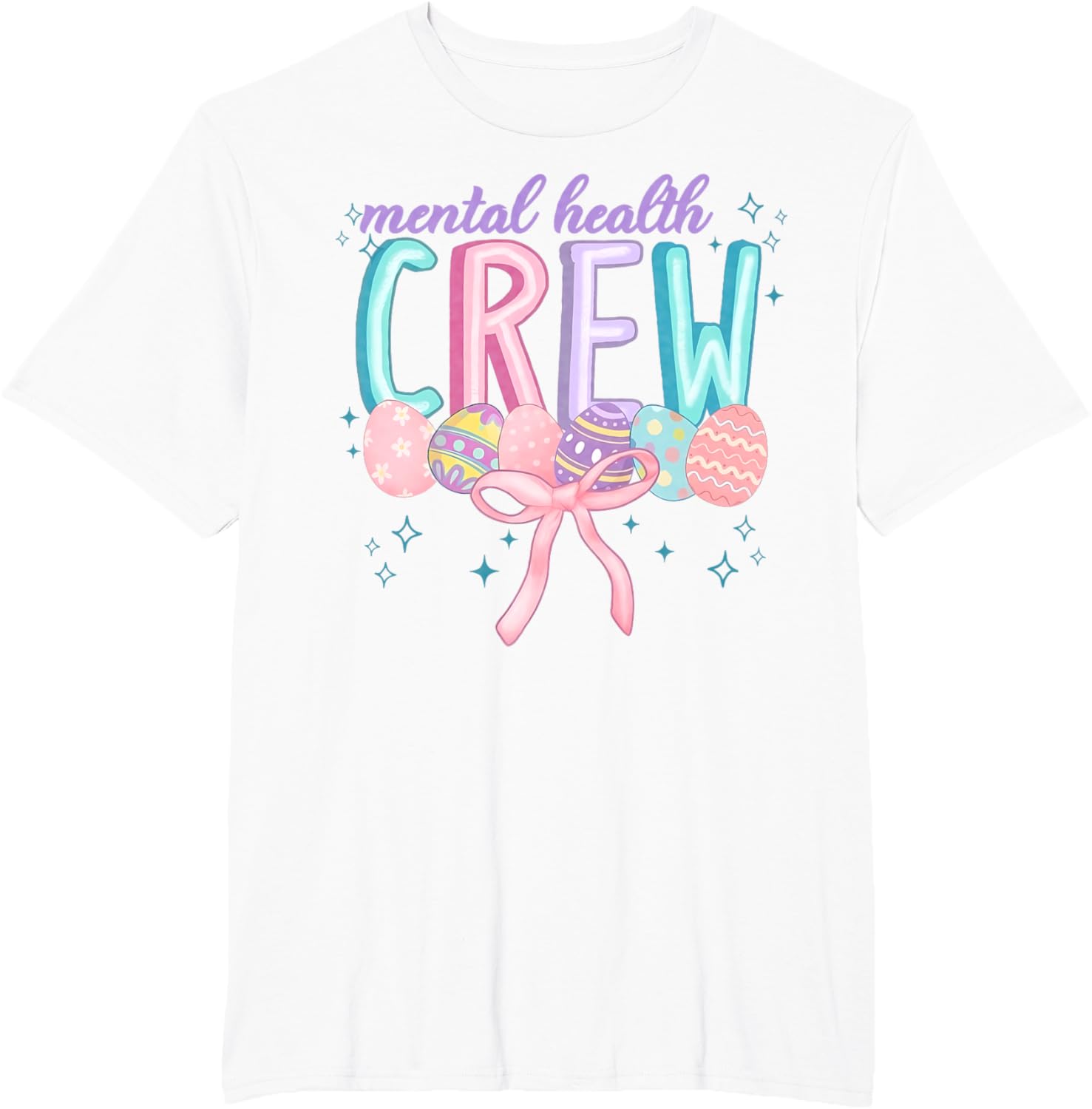 Easter Mental Health Crew Coquette Bow Easter Eggs Bunny T-Shirt