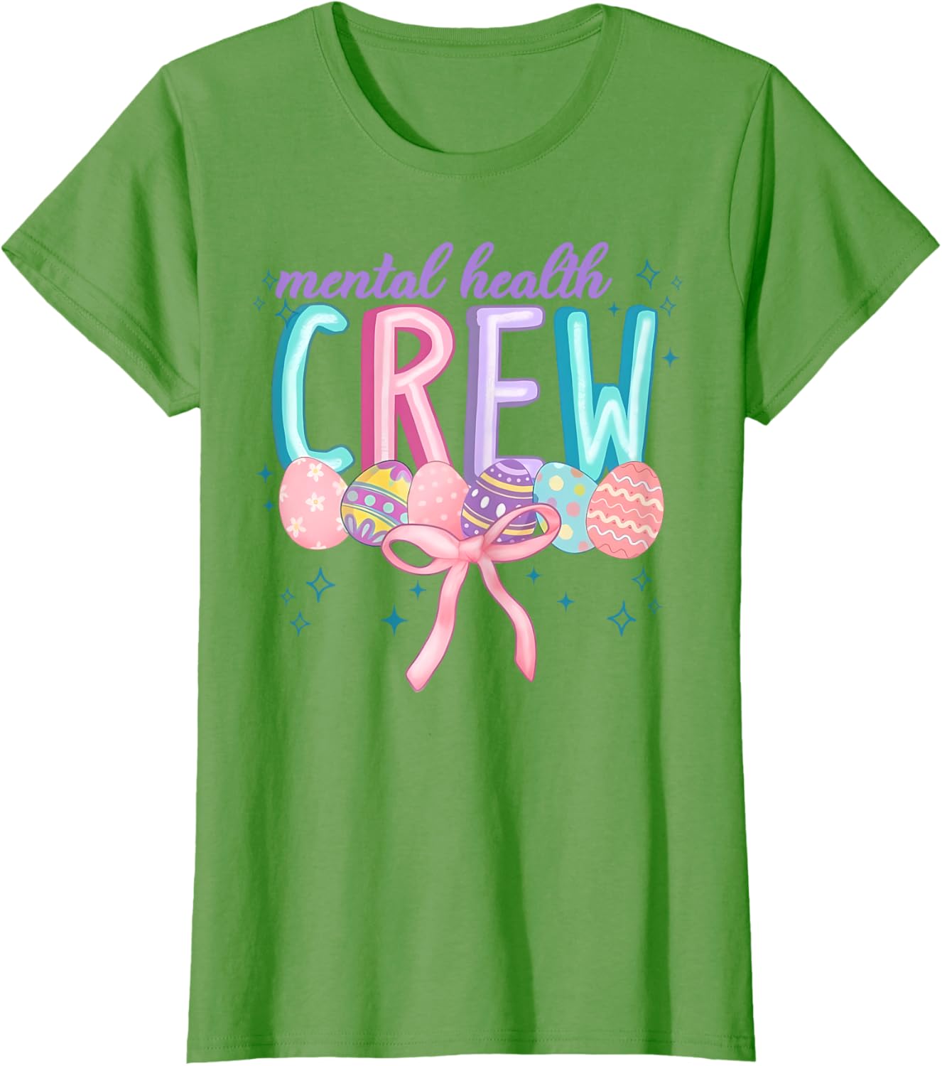 Easter Mental Health Crew Coquette Bow Easter Eggs Bunny T-Shirt