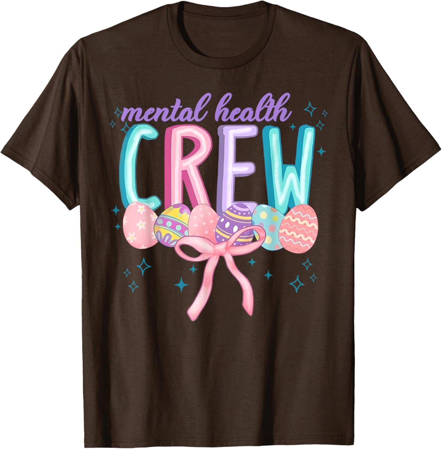 Easter Mental Health Crew Coquette Bow Easter Eggs Bunny T-Shirt