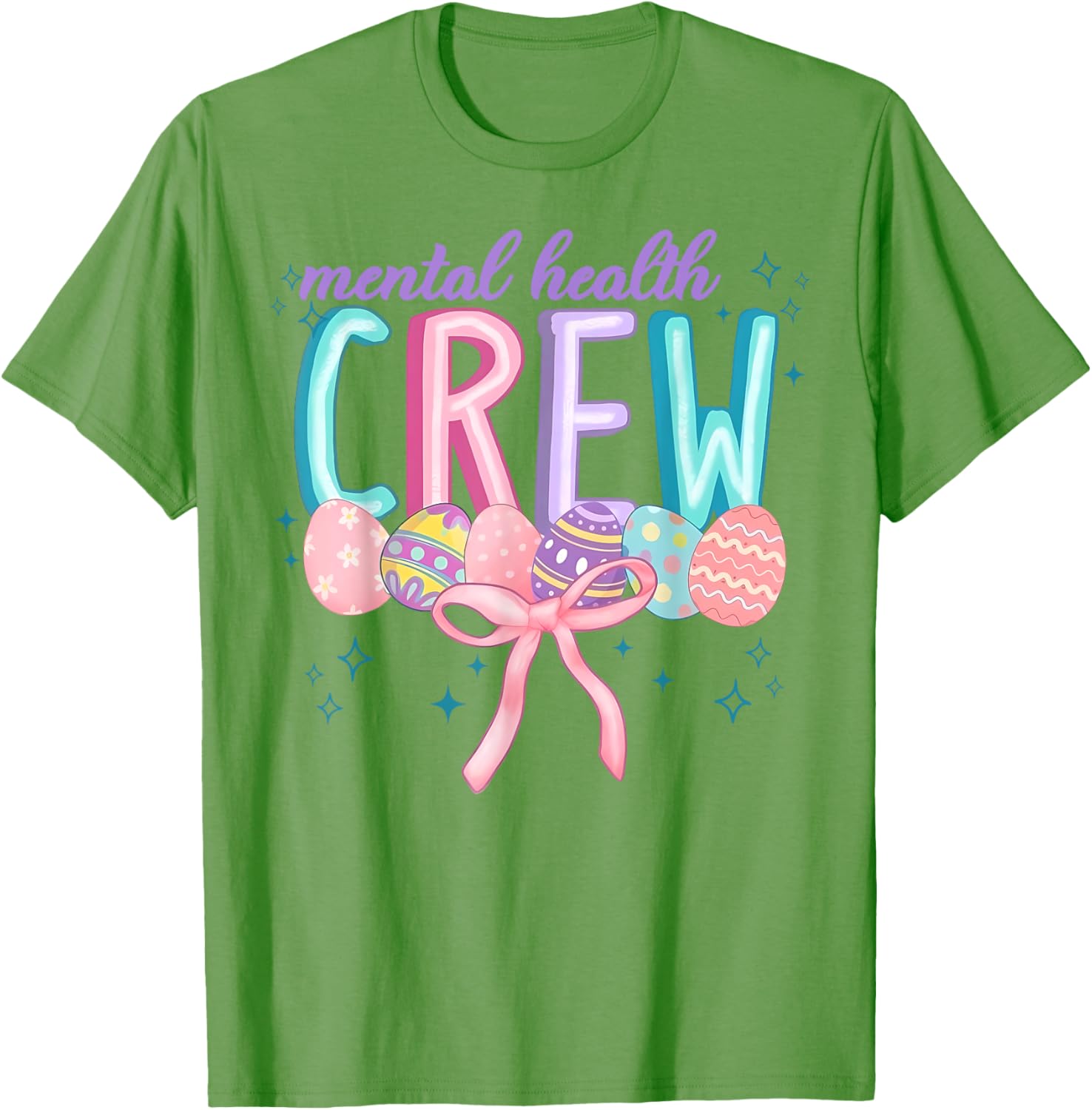 Easter Mental Health Crew Coquette Bow Easter Eggs Bunny T-Shirt