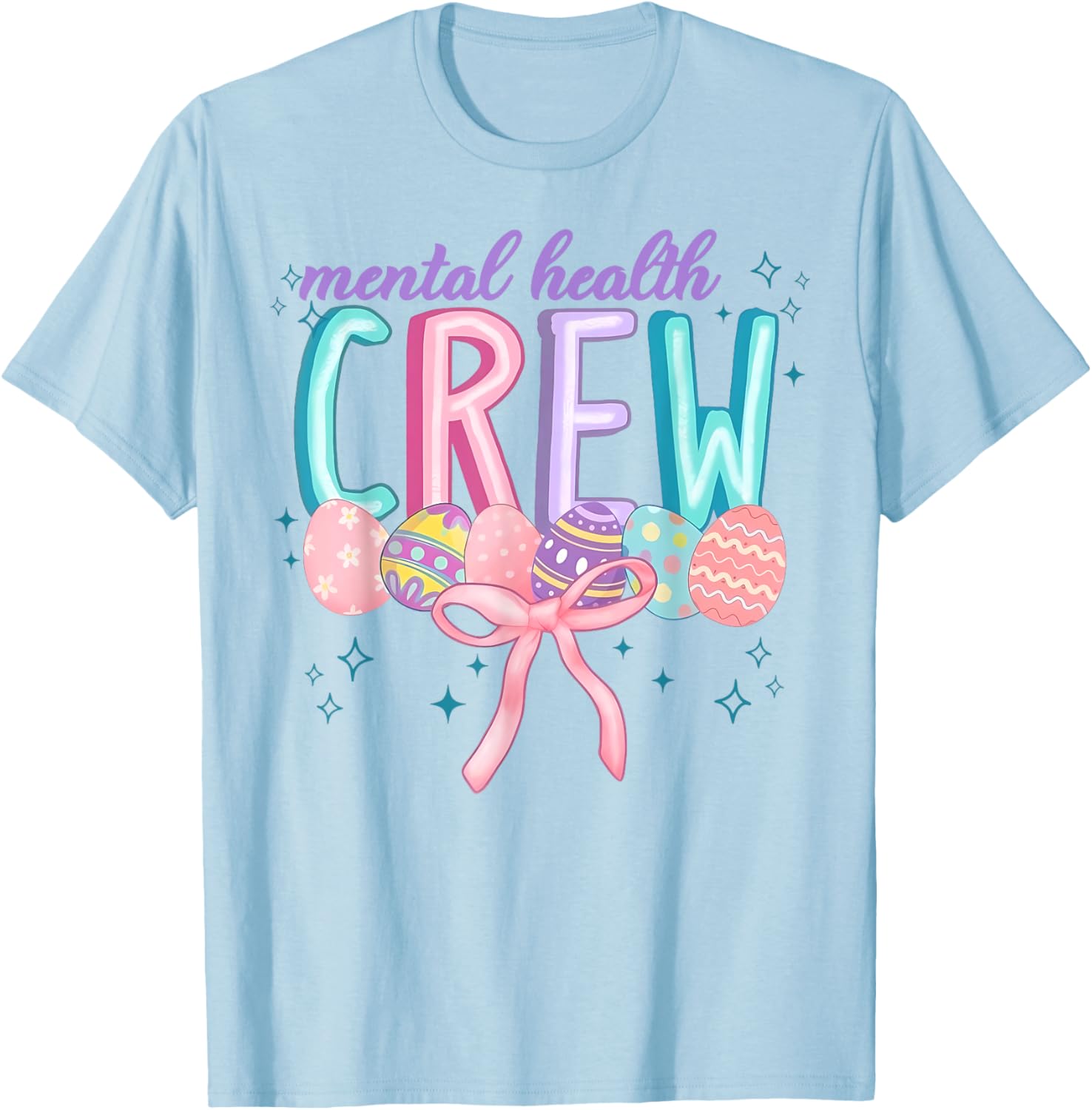 Easter Mental Health Crew Coquette Bow Easter Eggs Bunny T-Shirt