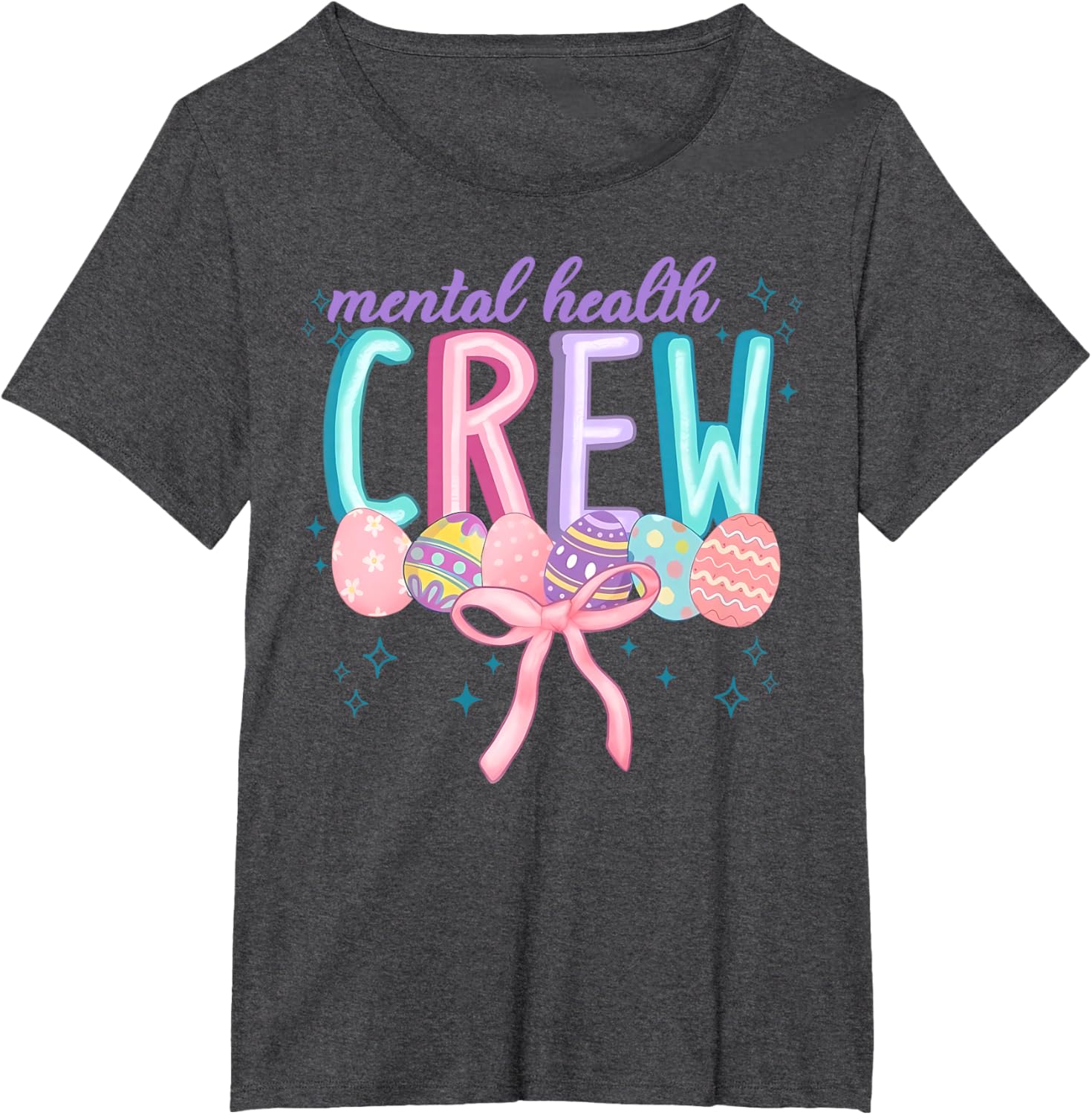 Easter Mental Health Crew Coquette Bow Easter Eggs Bunny T-Shirt