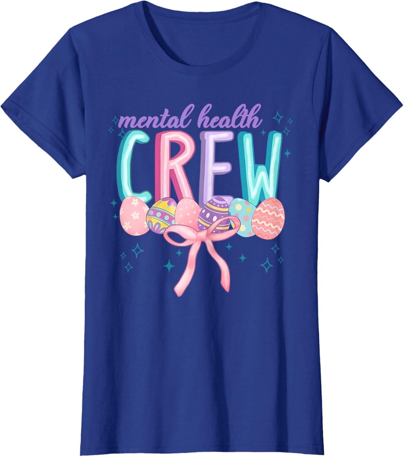 Easter Mental Health Crew Coquette Bow Easter Eggs Bunny T-Shirt