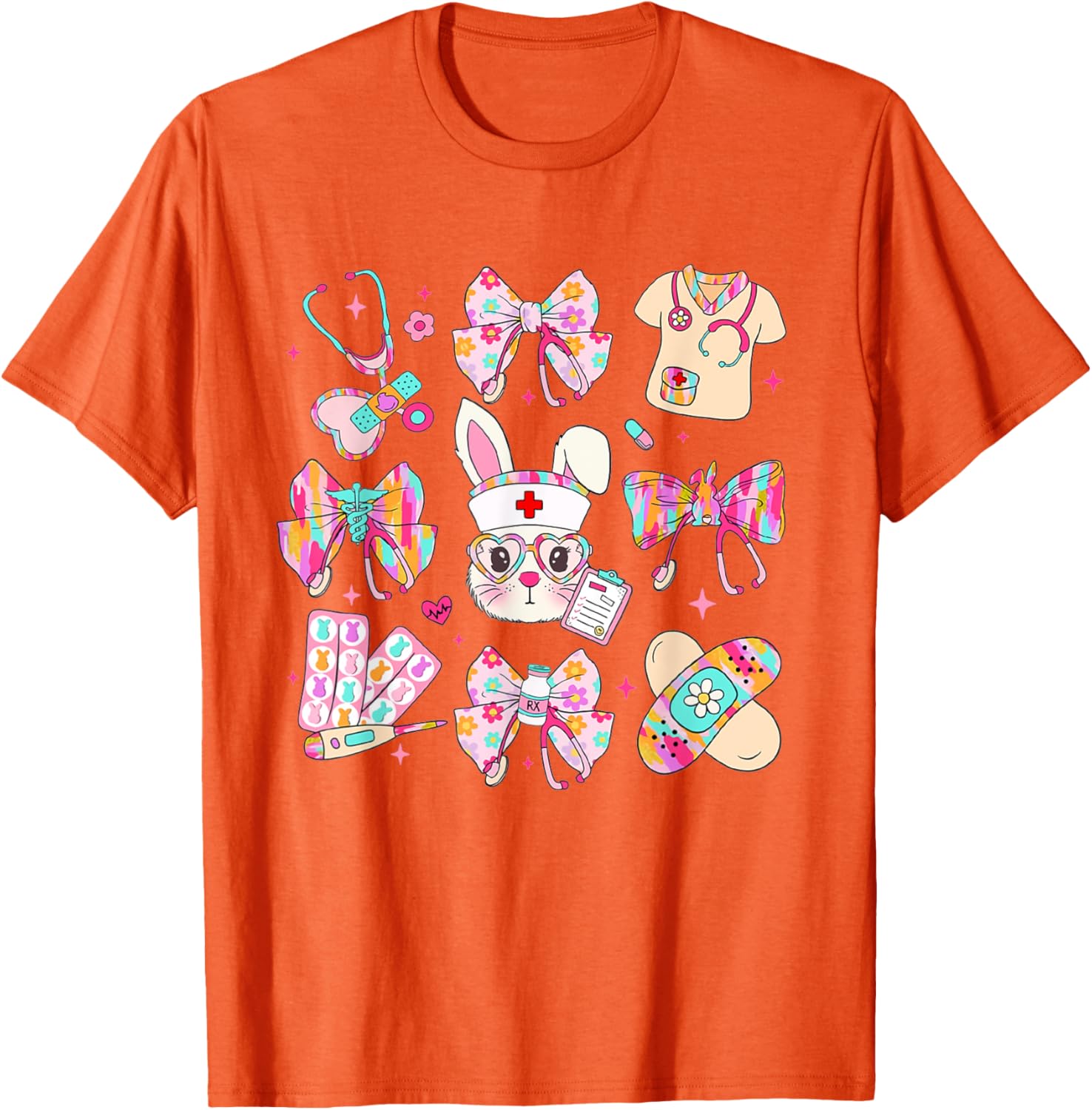 Easter Nurse Bunny Coquette Bow Nurse Easter Day Fall Risk T-Shirt