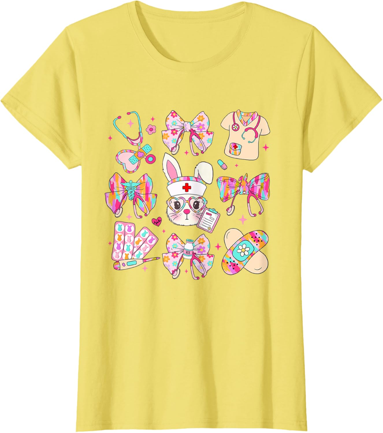 Easter Nurse Bunny Coquette Bow Nurse Easter Day Fall Risk T-Shirt