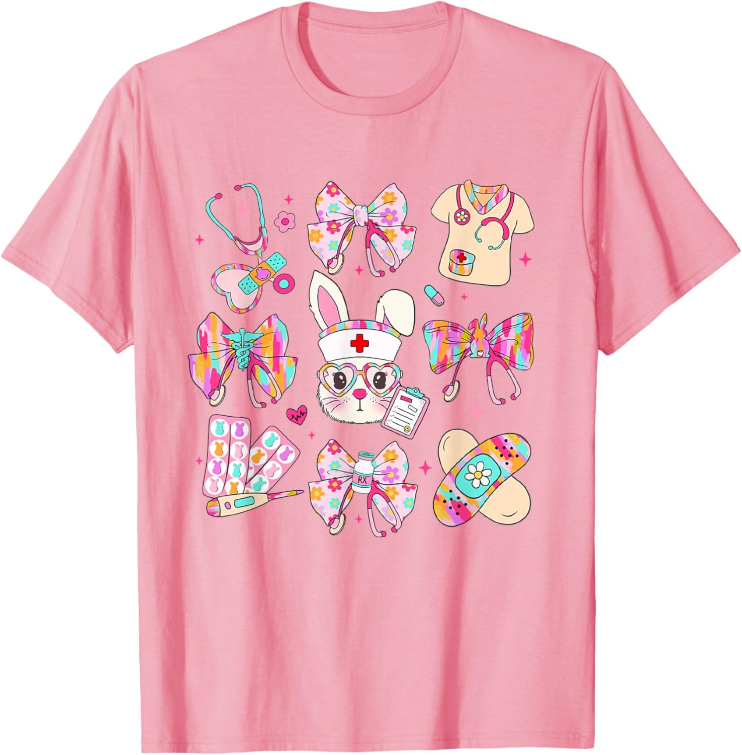 Easter Nurse Bunny Coquette Bow Nurse Easter Day Fall Risk T-Shirt