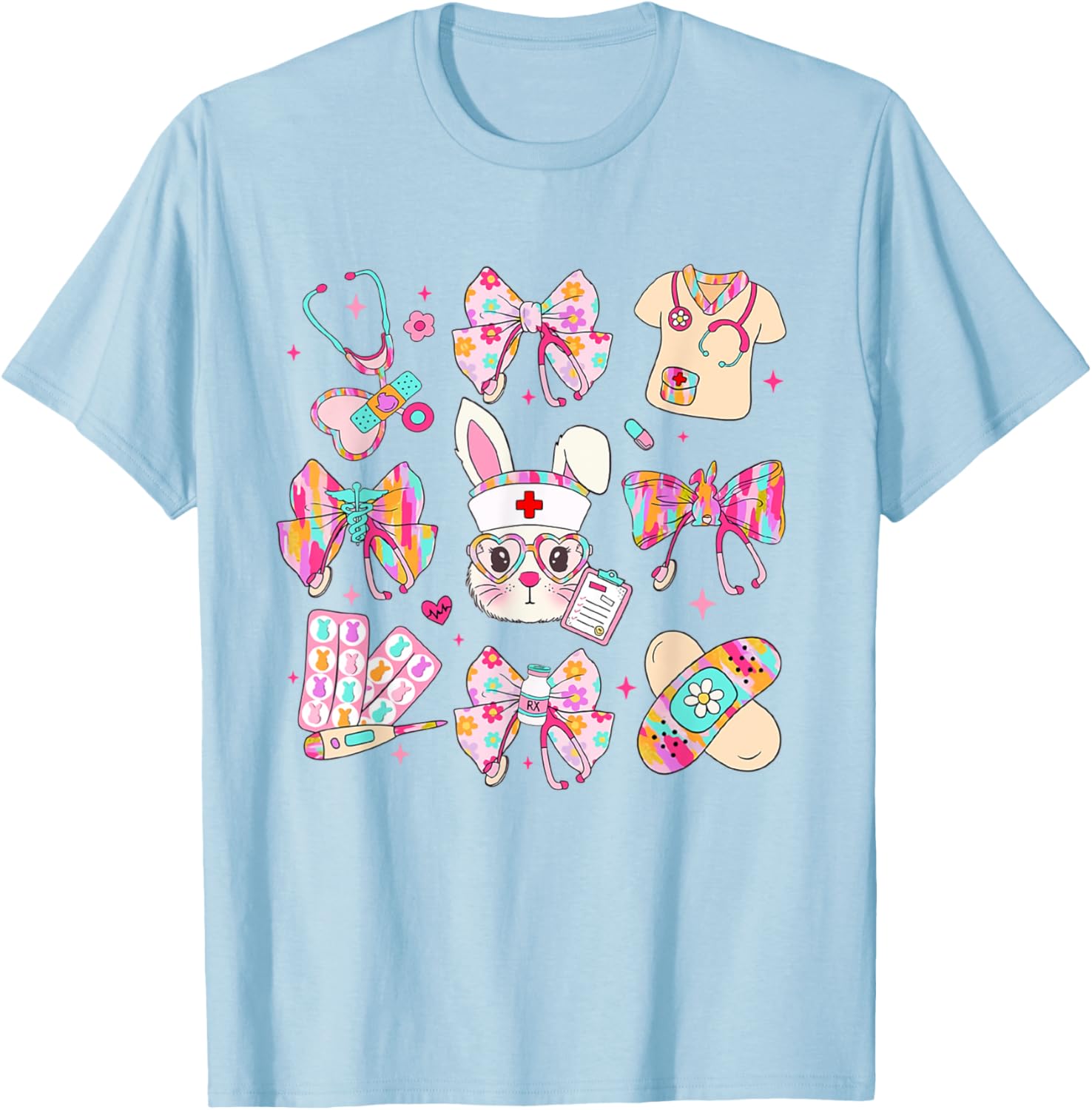 Easter Nurse Bunny Coquette Bow Nurse Easter Day Fall Risk T-Shirt