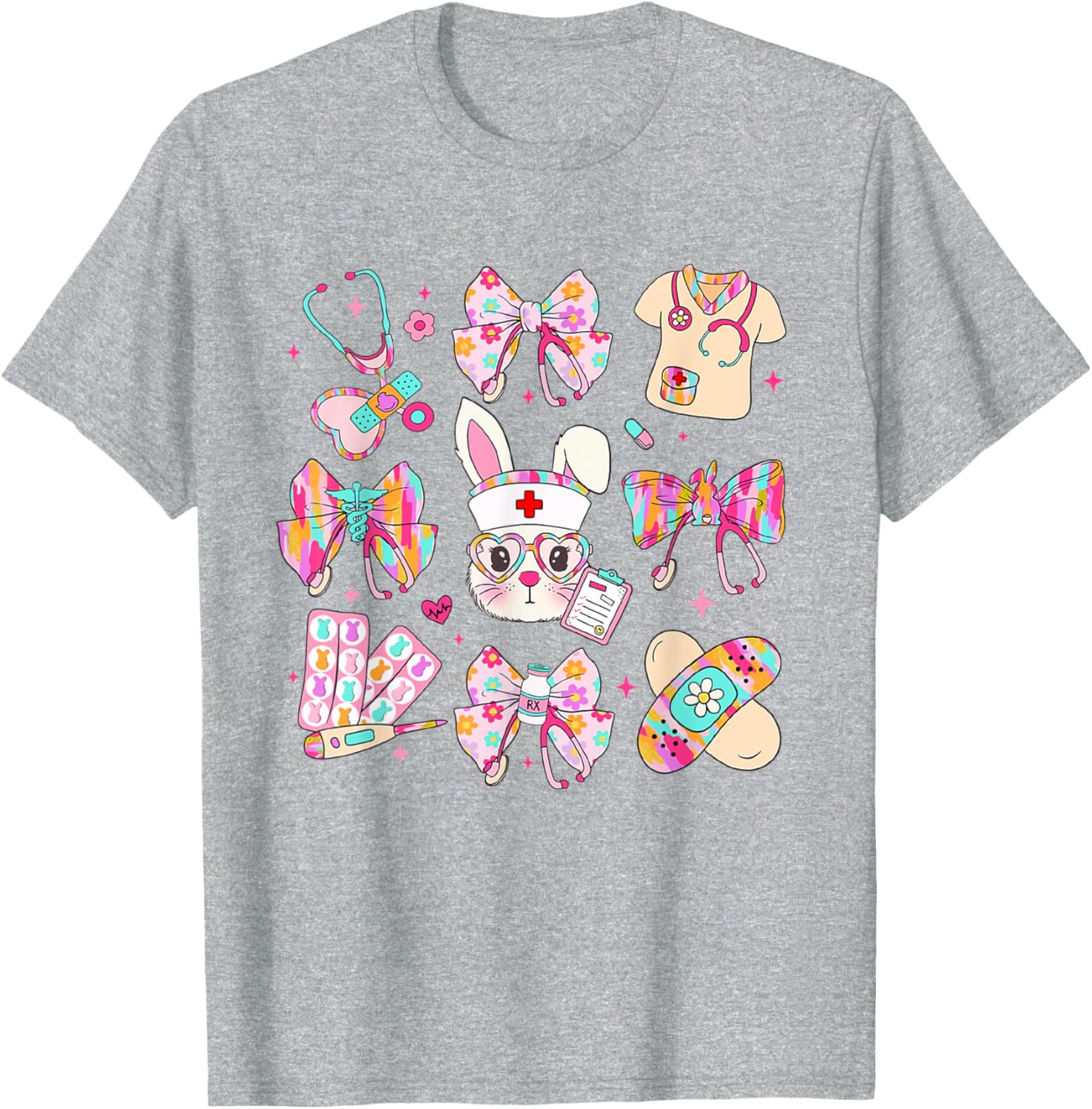 Easter Nurse Bunny Coquette Bow Nurse Easter Day Fall Risk T-Shirt