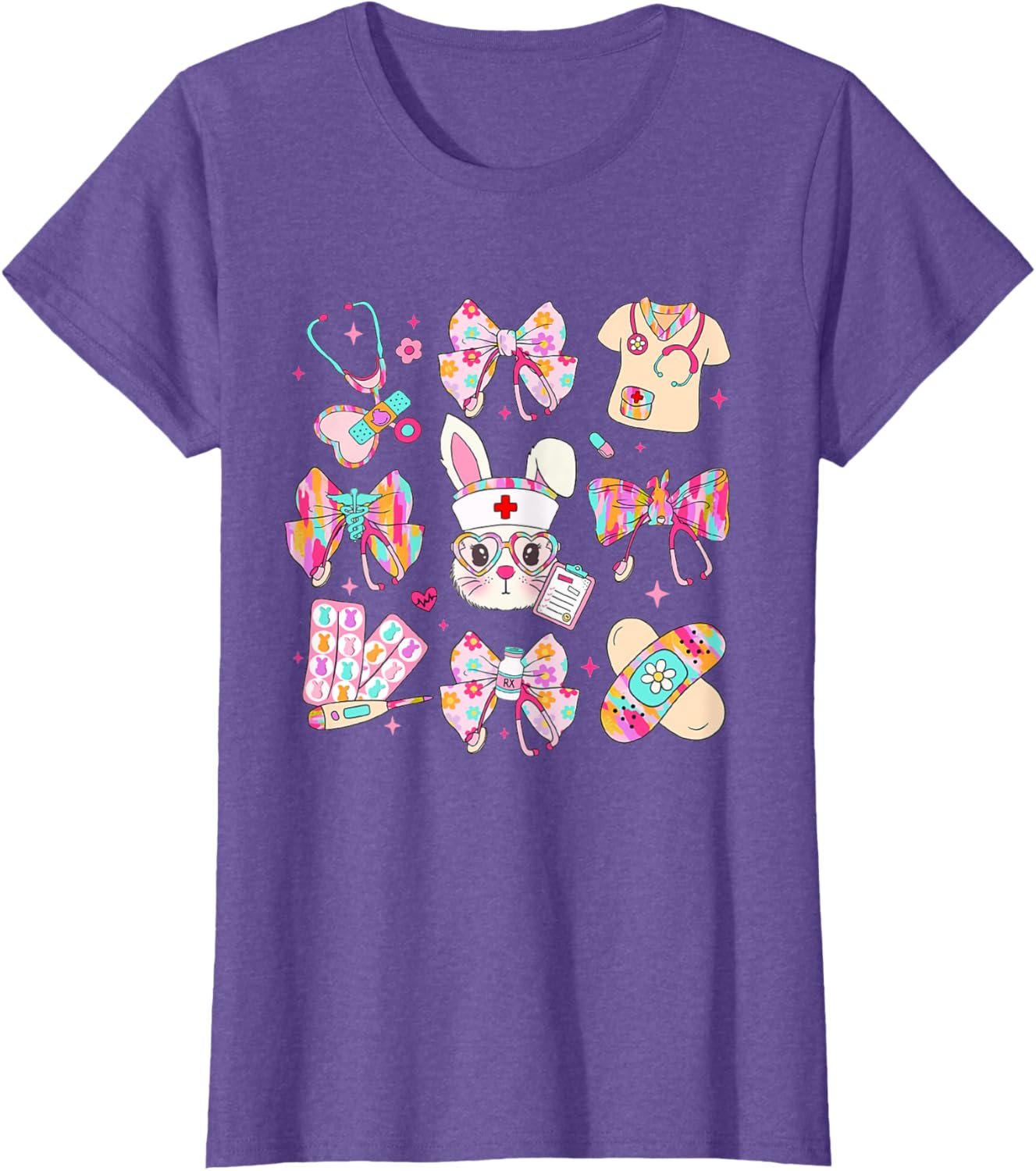 Easter Nurse Bunny Coquette Bow Nurse Easter Day Fall Risk T-Shirt