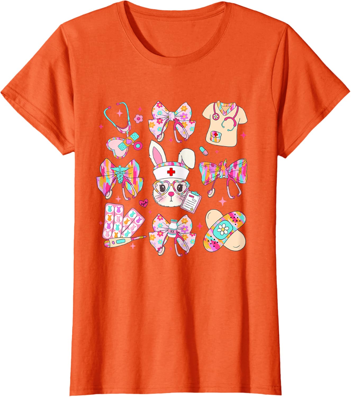 Easter Nurse Bunny Coquette Bow Nurse Easter Day Fall Risk T-Shirt