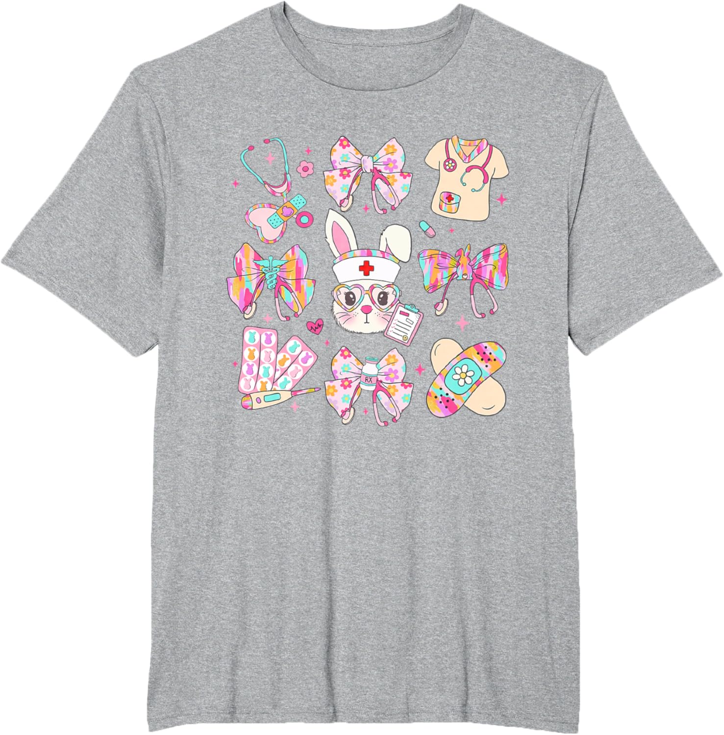 Easter Nurse Bunny Coquette Bow Nurse Easter Day Fall Risk T-Shirt