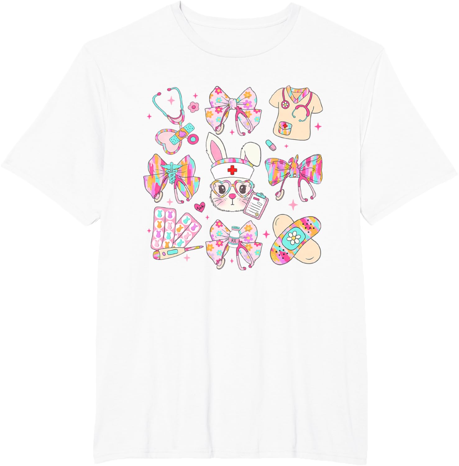 Easter Nurse Bunny Coquette Bow Nurse Easter Day Fall Risk T-Shirt