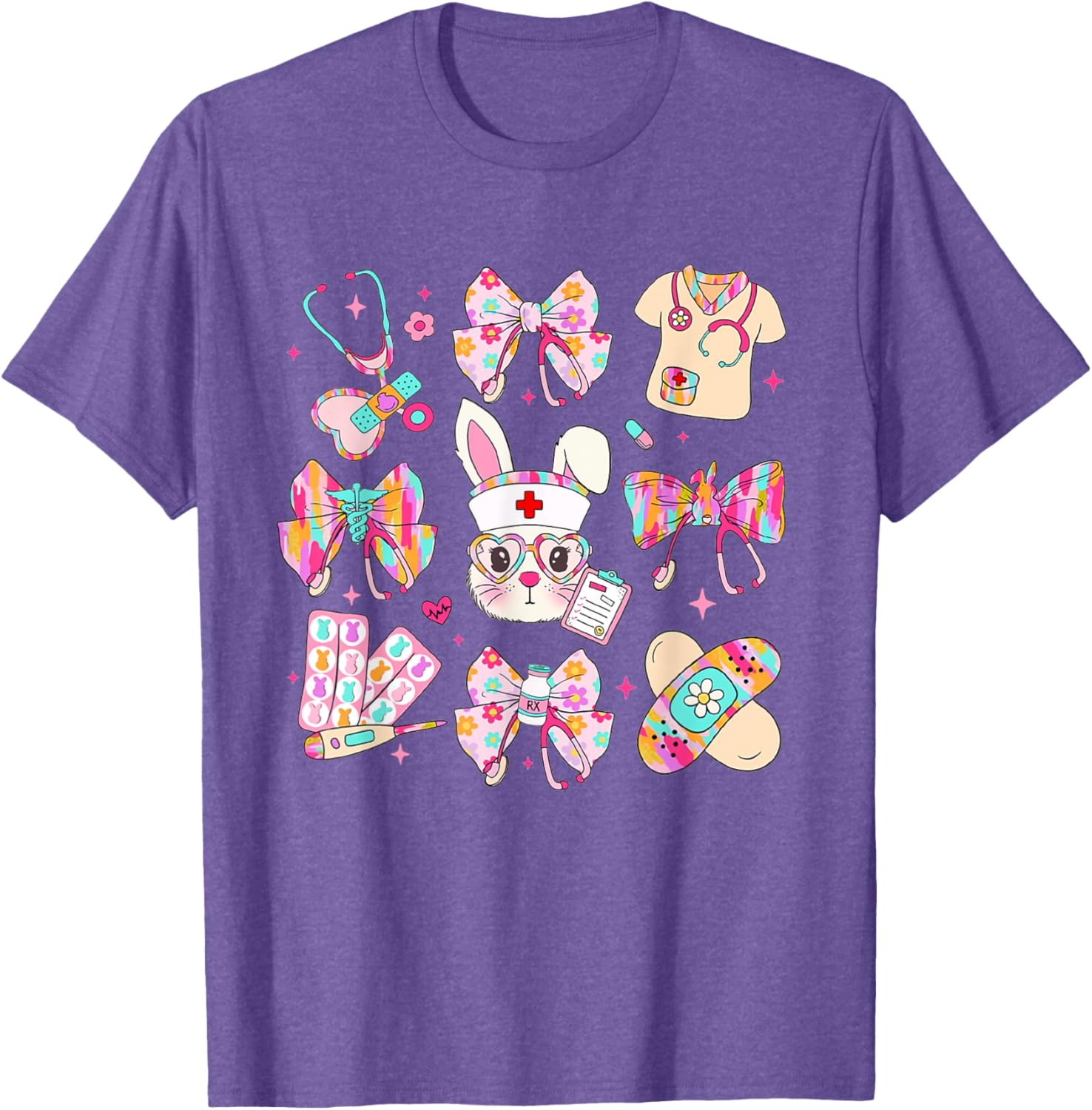 Easter Nurse Bunny Coquette Bow Nurse Easter Day Fall Risk T-Shirt