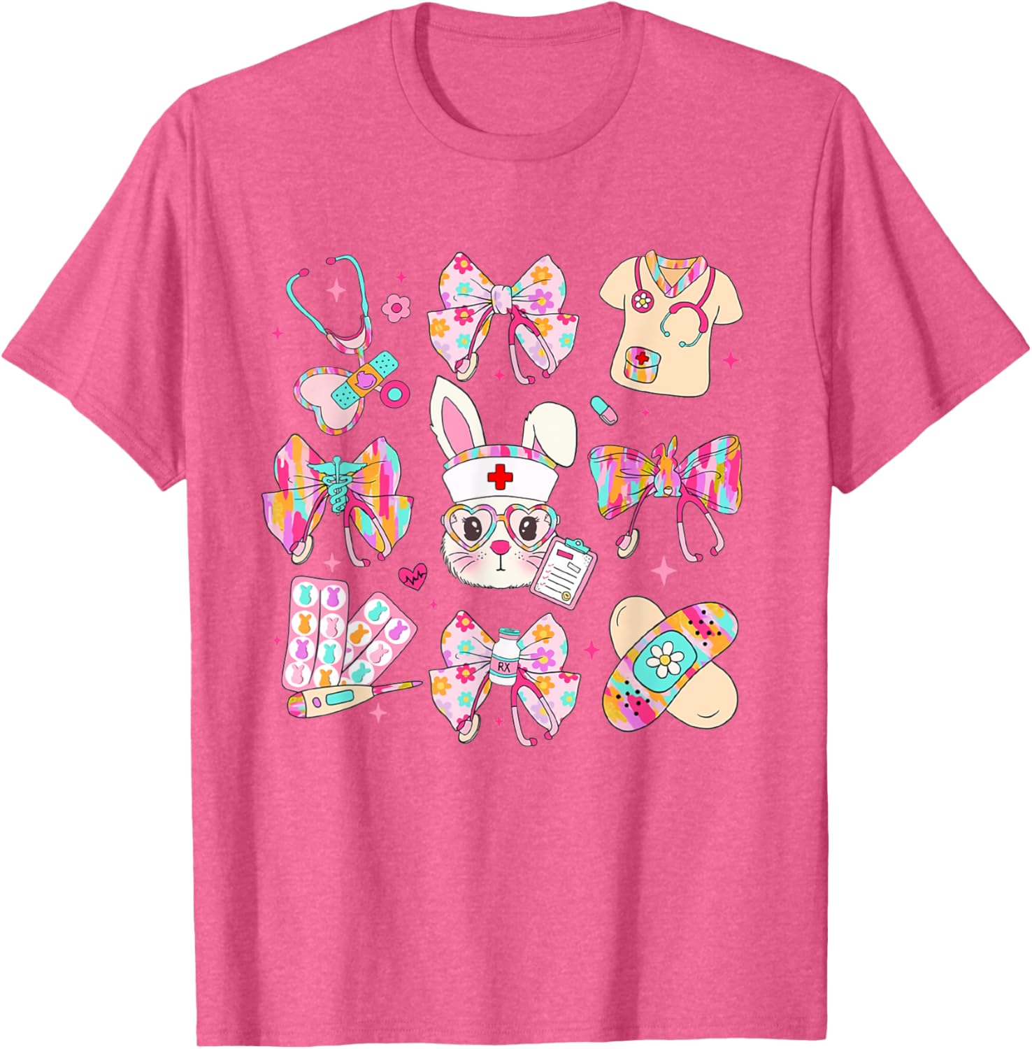 Easter Nurse Bunny Coquette Bow Nurse Easter Day Fall Risk T-Shirt