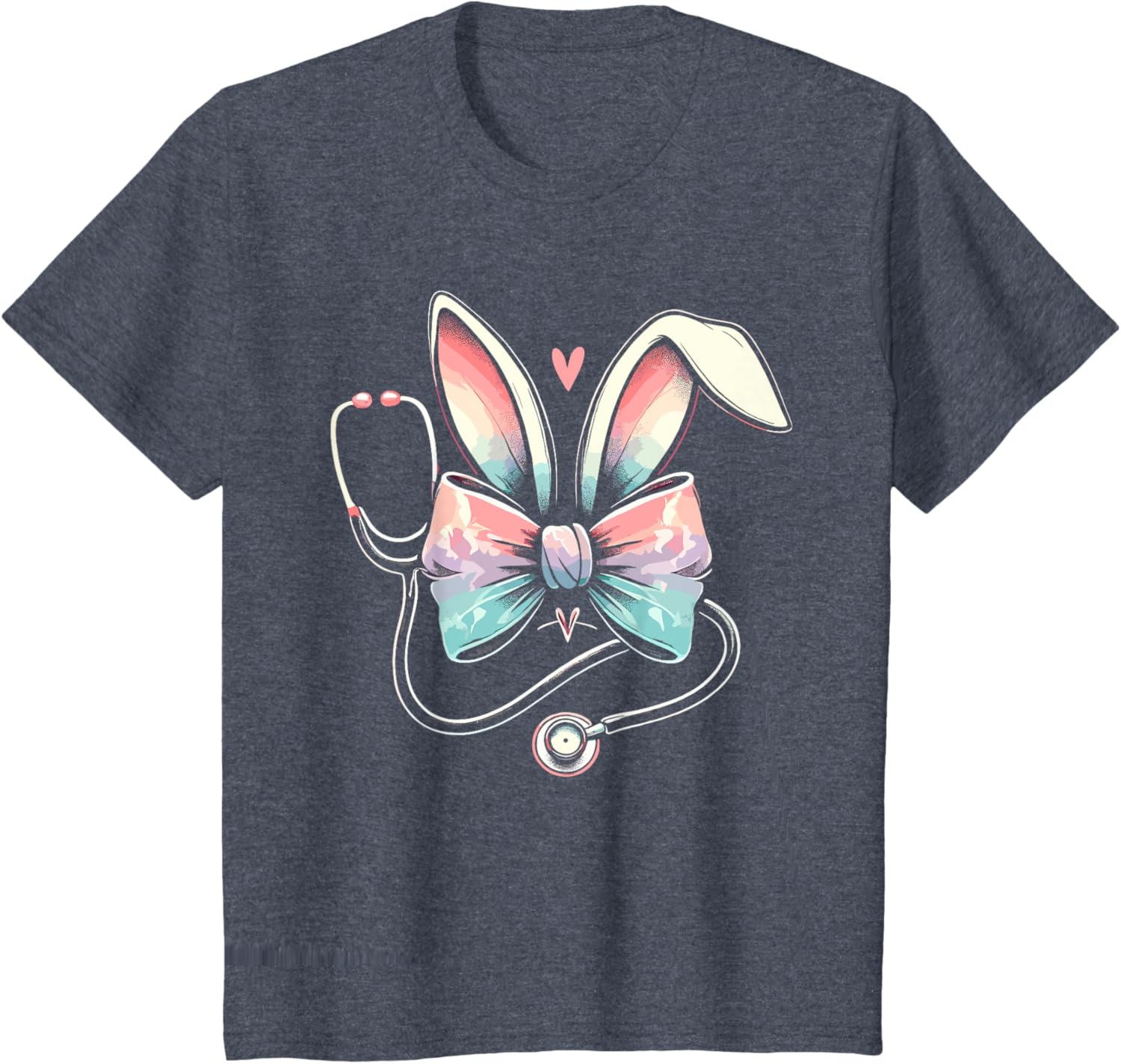 Easter Nurse, Bunny Ears Coquette Bow With Stethoscope T-Shirt