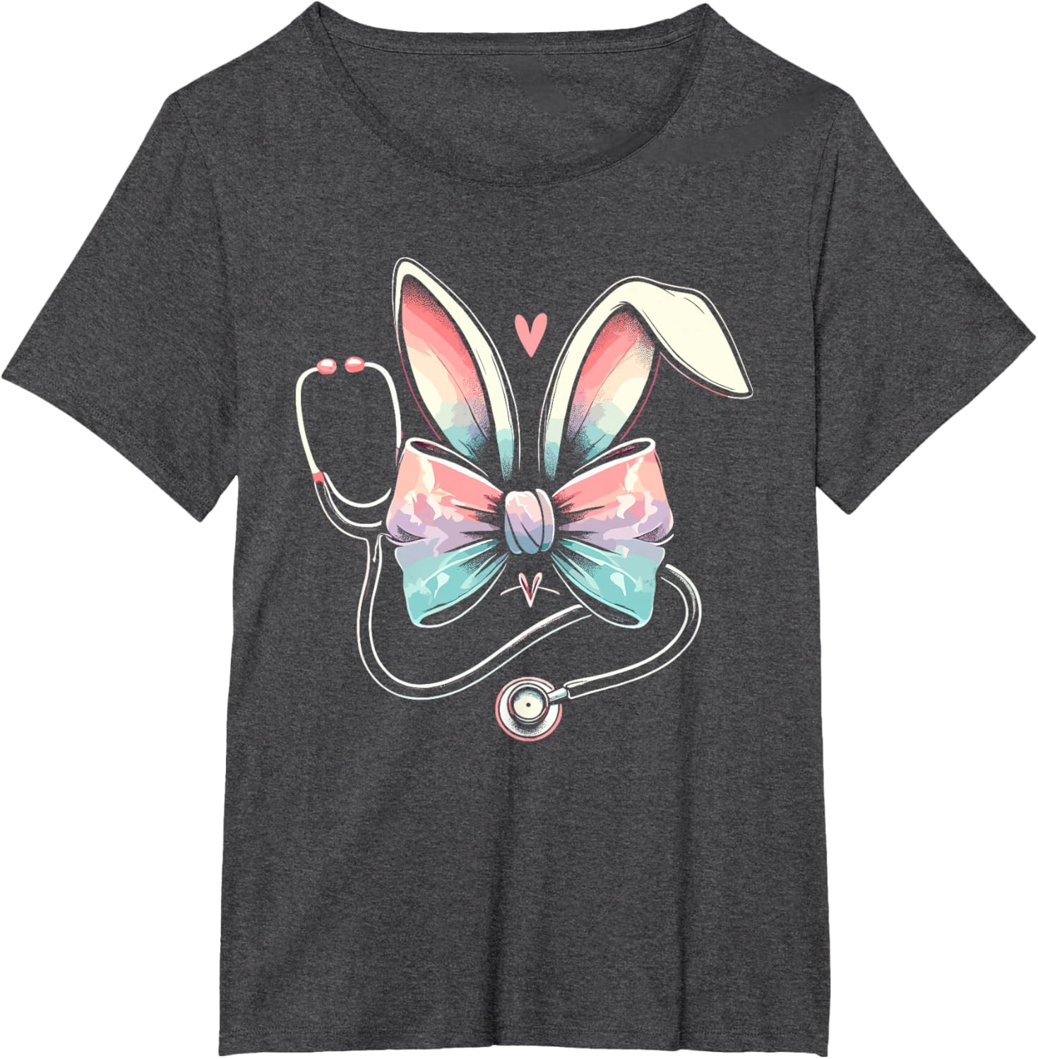 Easter Nurse, Bunny Ears Coquette Bow With Stethoscope T-Shirt